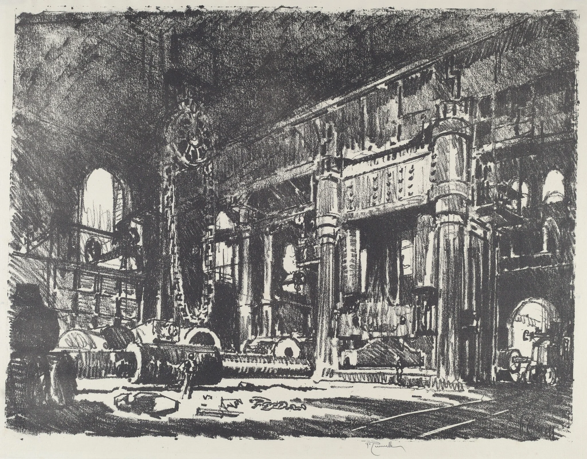 The Gun Forge, by Joseph Pennell, ink, 1916