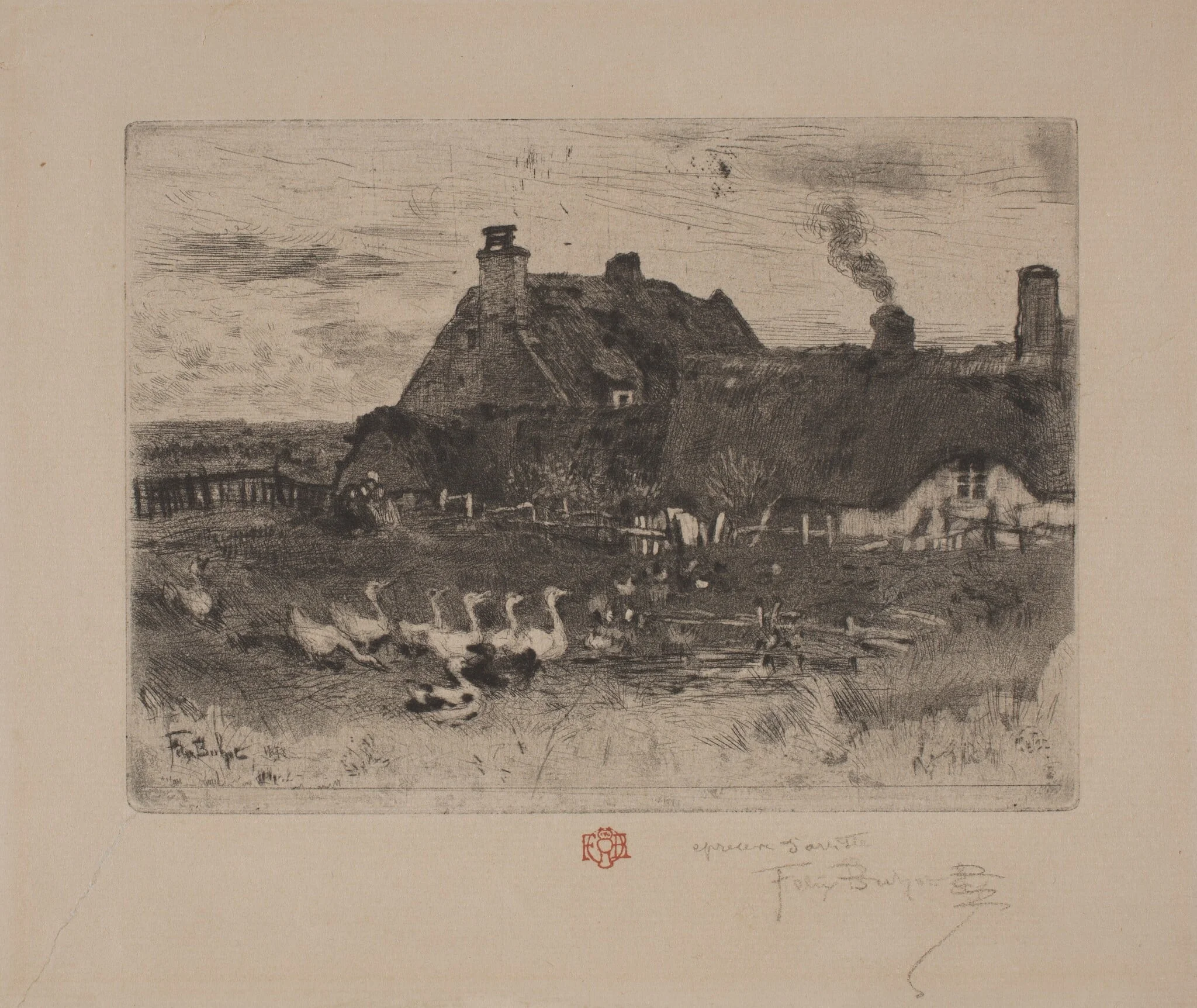 Les Petites Chaumieres, by Félix-Hilaire Buhot, ink, 1878