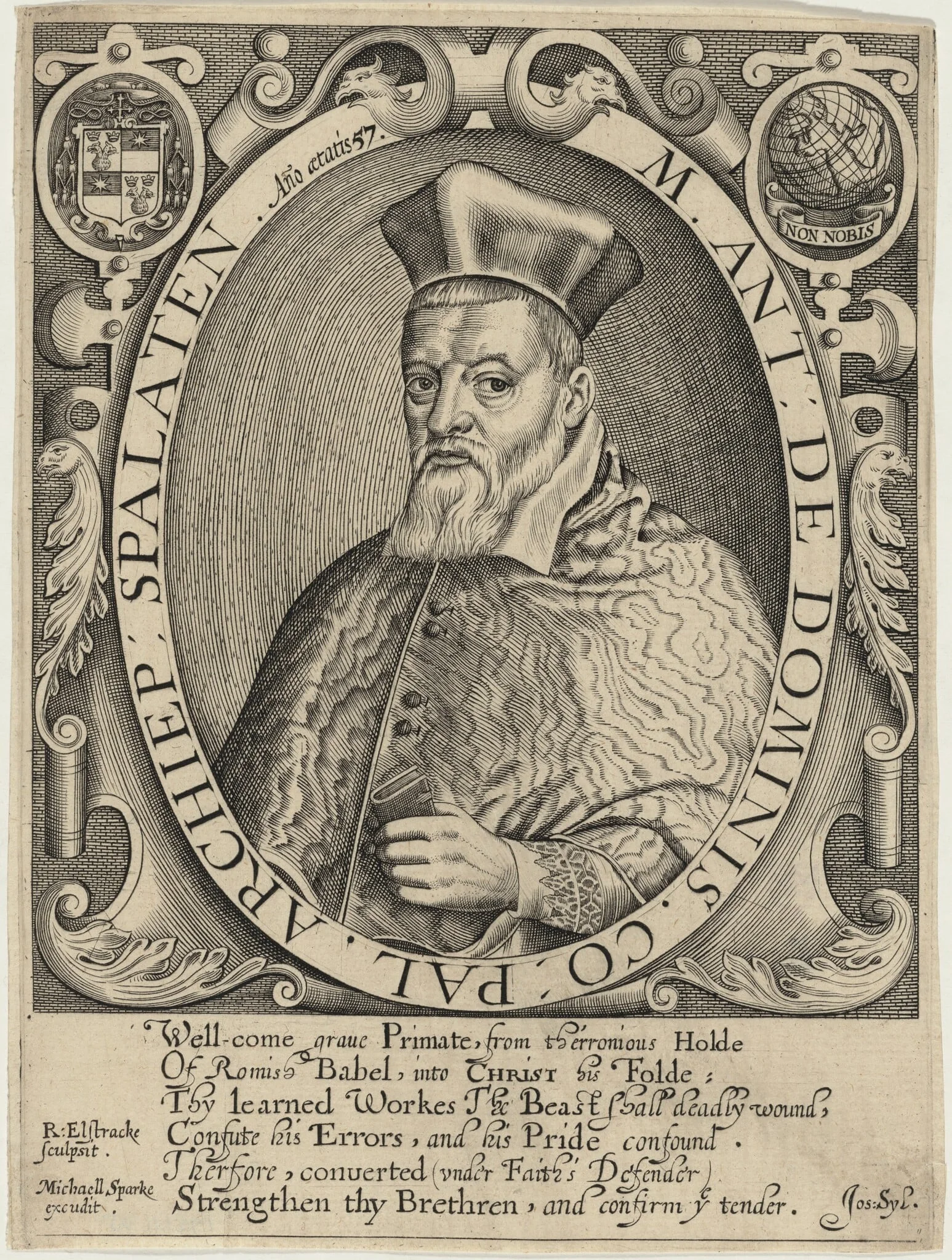 Marc Antonis De Dominis, by Renold Elstrack, ink, 1598