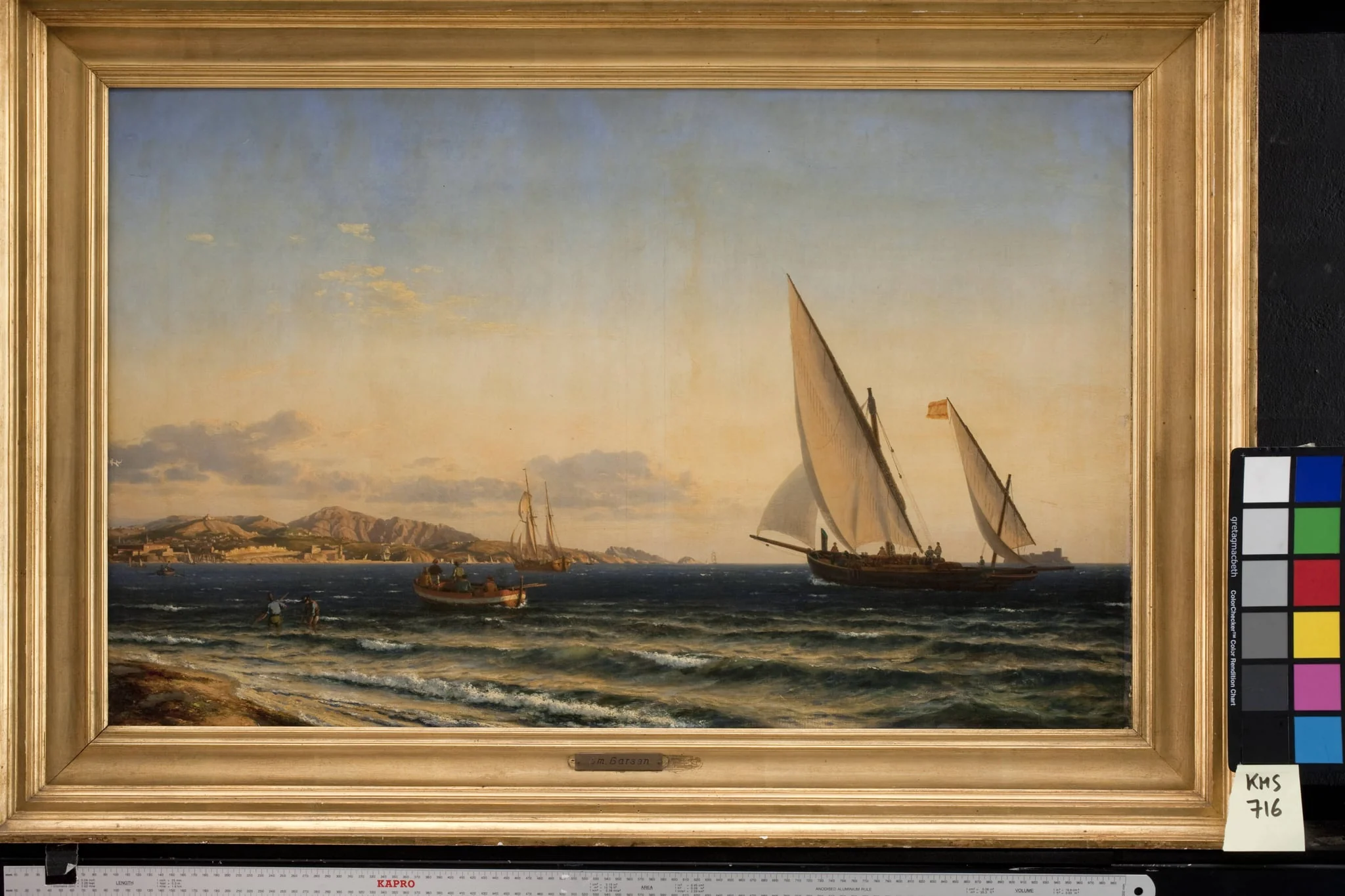 Aften ved Middelhavet. I baggrunden Marseille og øen If, by Unknown, 1854