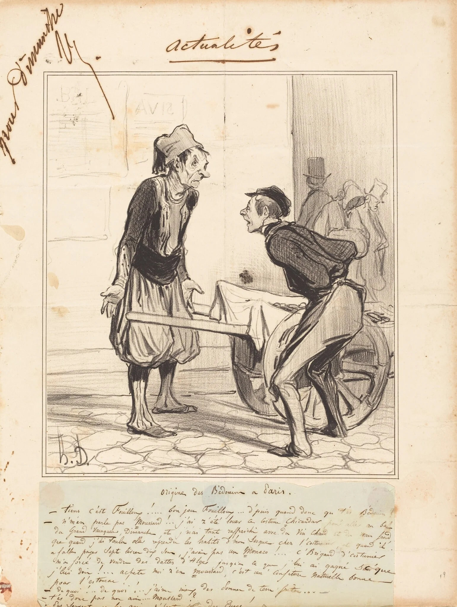 Origine des Bédoins a Paris, by Honoré Daumier, ink, 1841