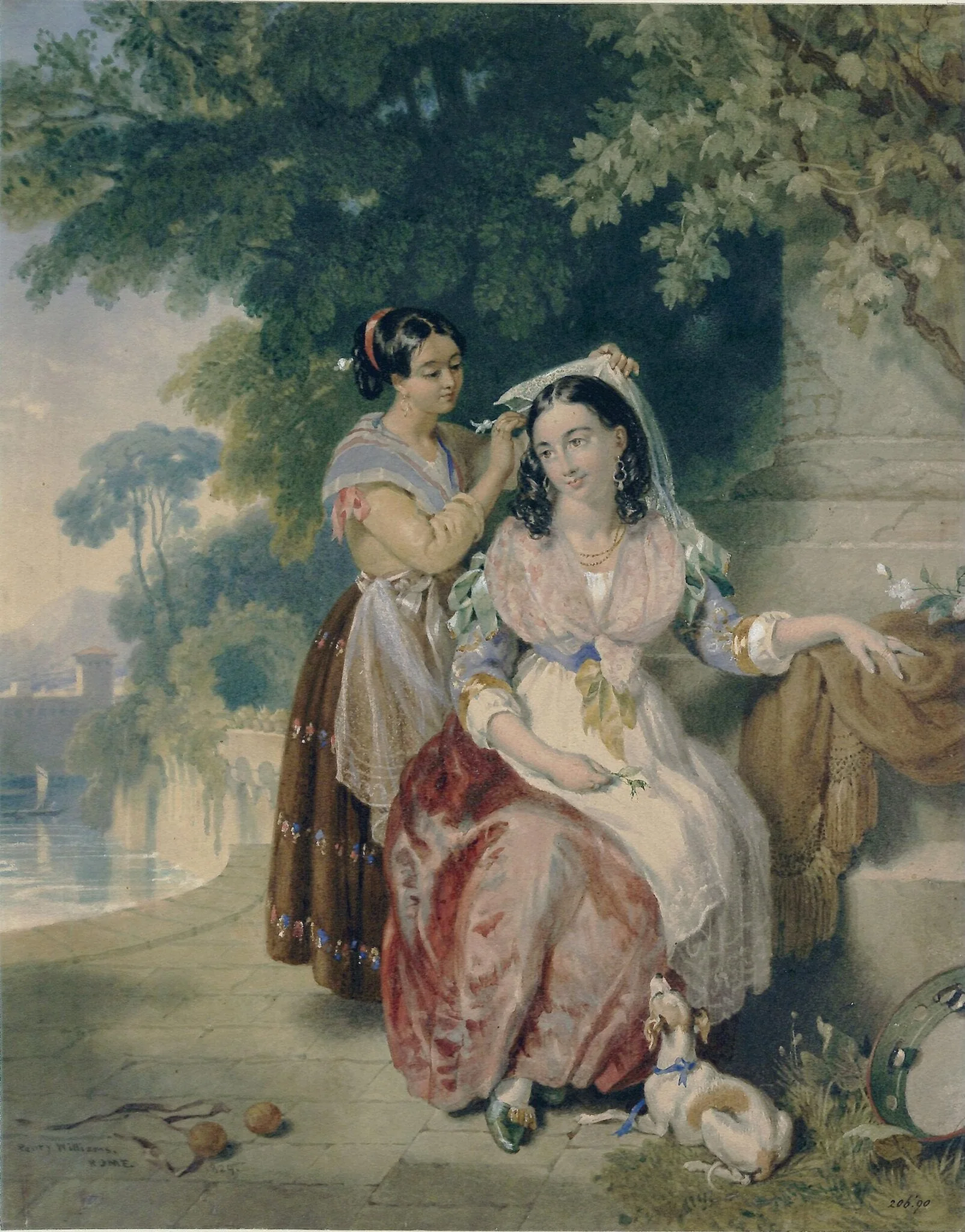 The Toilet : A Study at Rome, by Penry Williams, watercolor, 1829