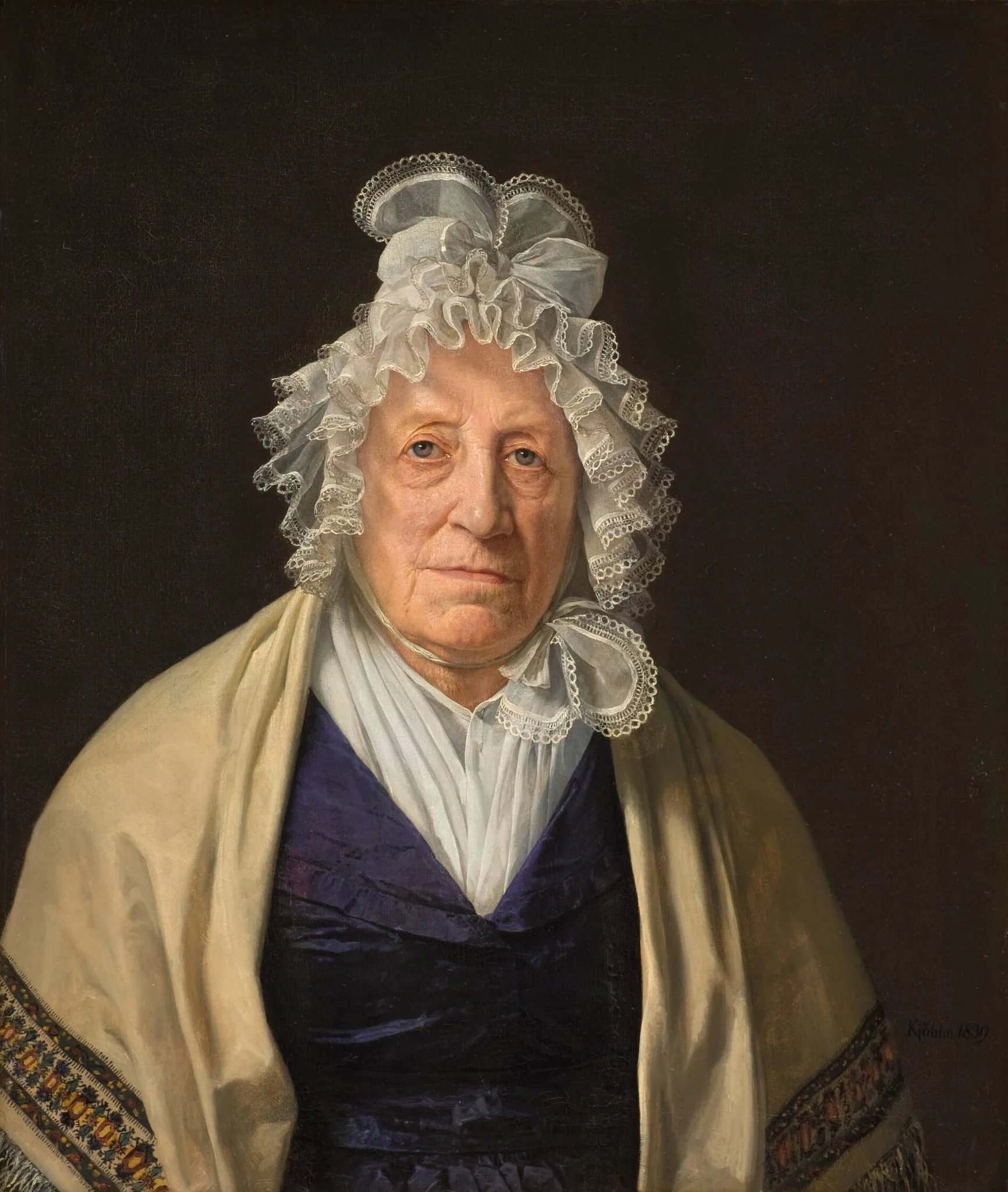 Fru Lindam, f. Goos, enke efter superkargo Lindam i Ostindien, by Unknown, 1839