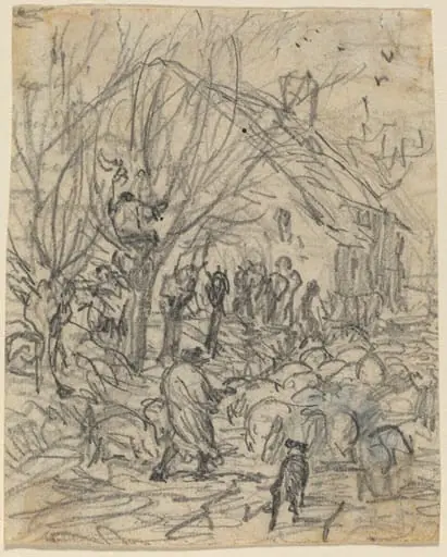 A Flock of Sheep before a Farmhouse