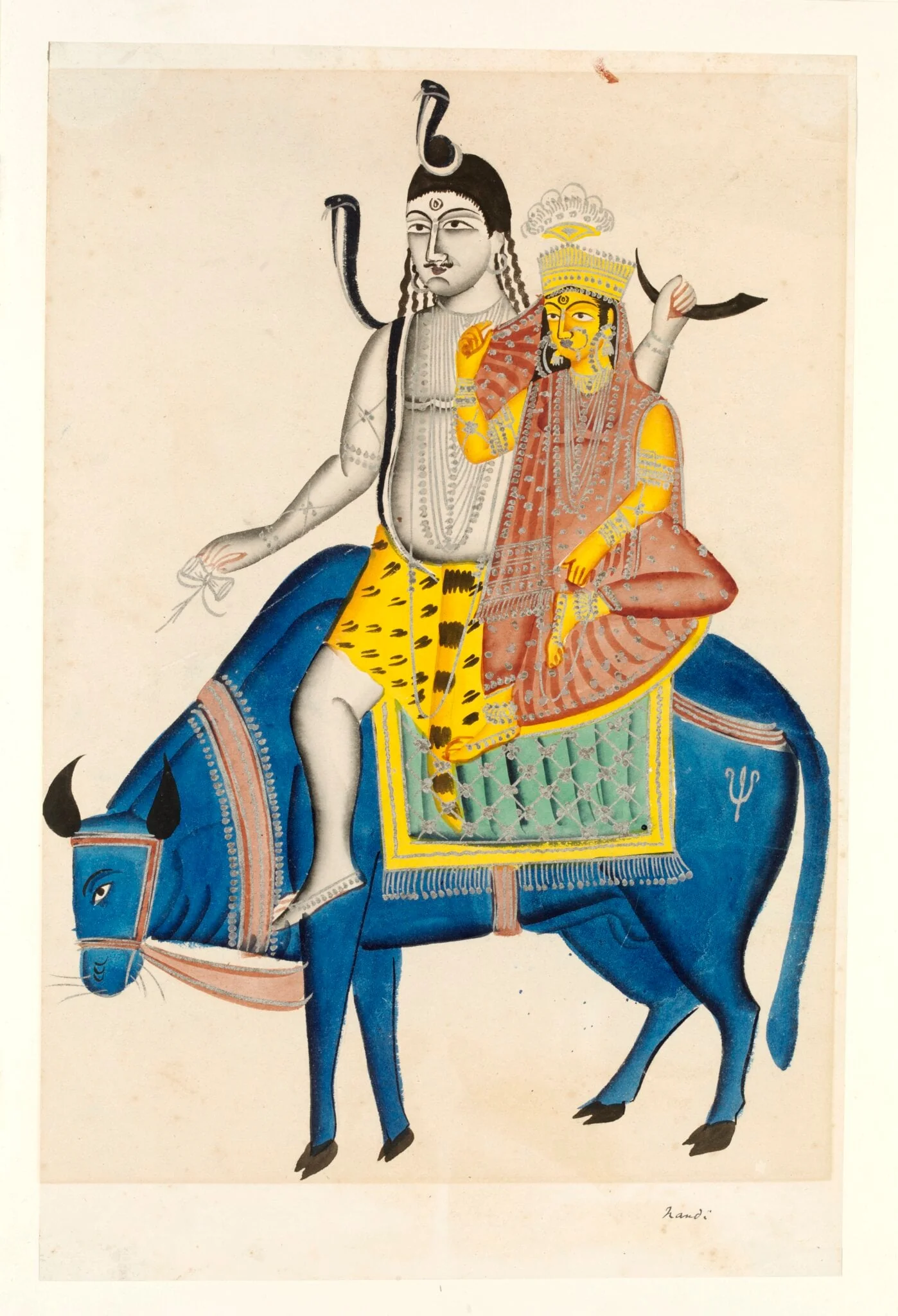 Shiva and Parvati on Nandi, by Unknown, paint, 1830