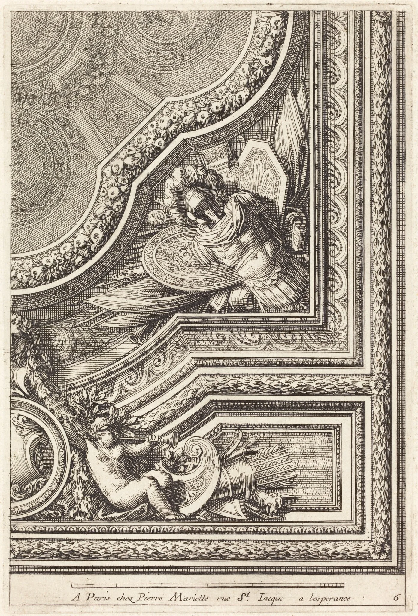 Quarts de plafons, by Jean Lepautre, ink, 1650