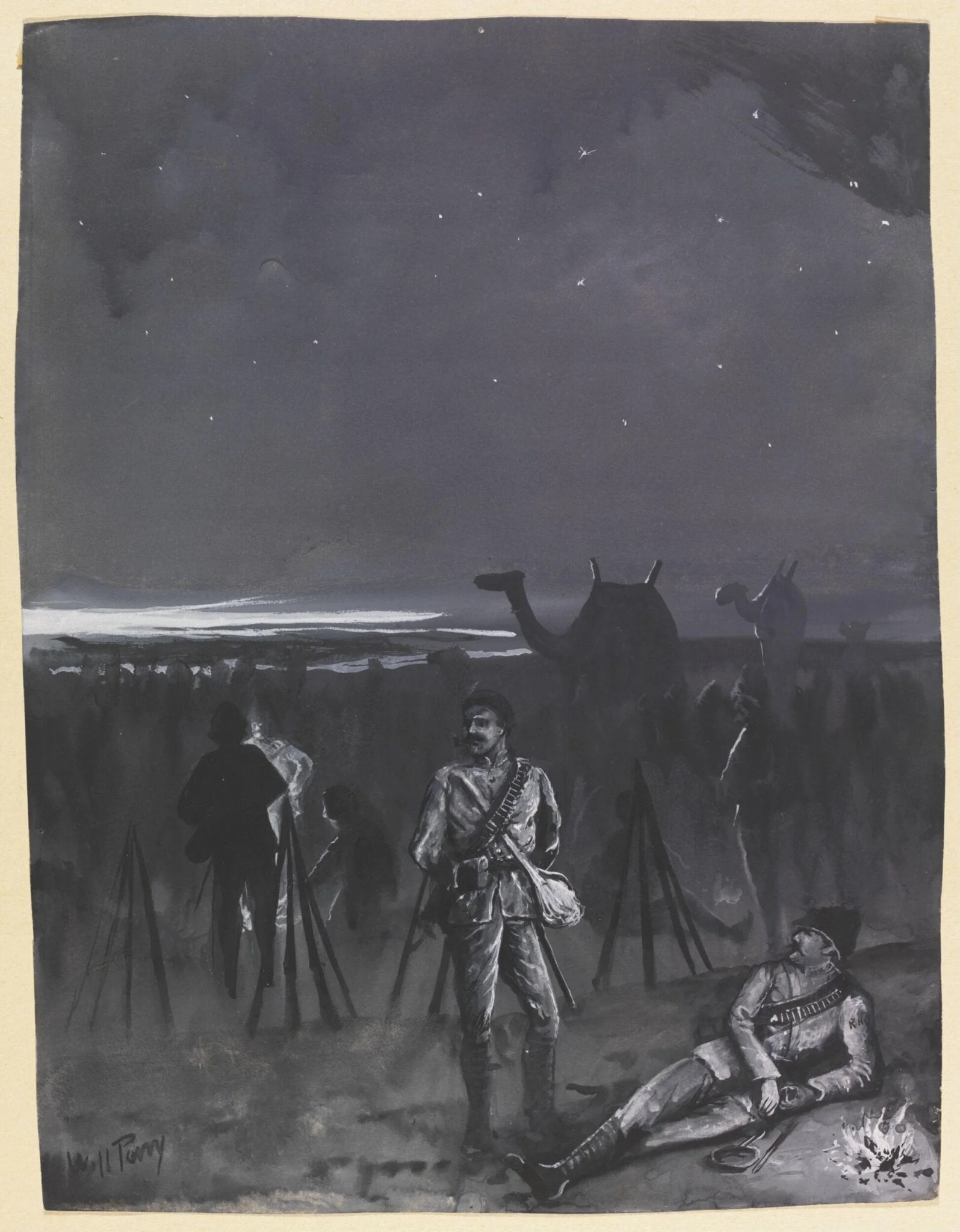 Scene With Soldiers At Night