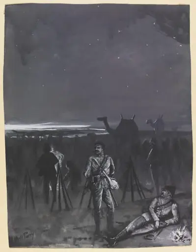 Scene With Soldiers At Night