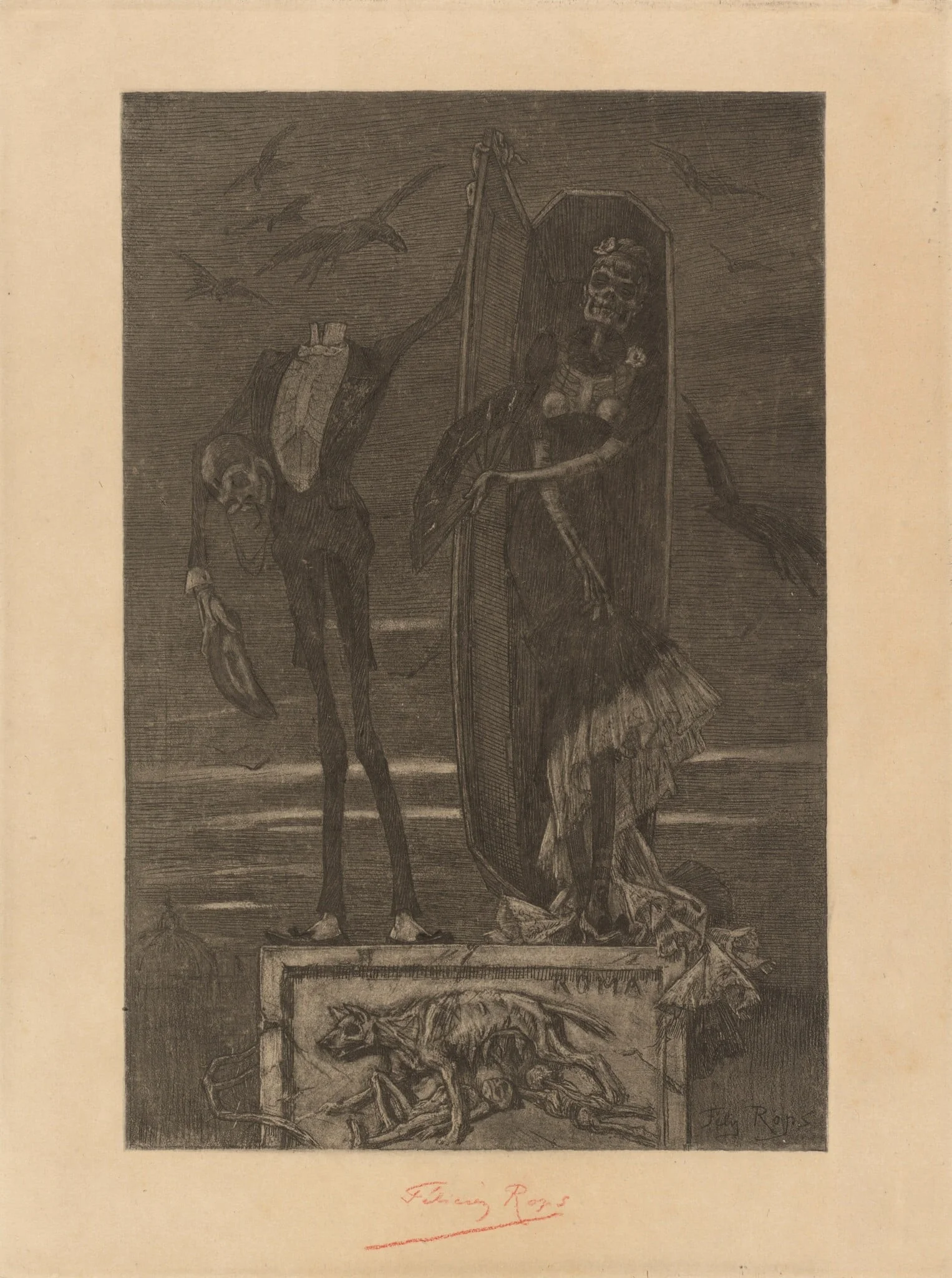 Le Vice suprème: Frontispiece, by Félicien Rops, ink, 1884
