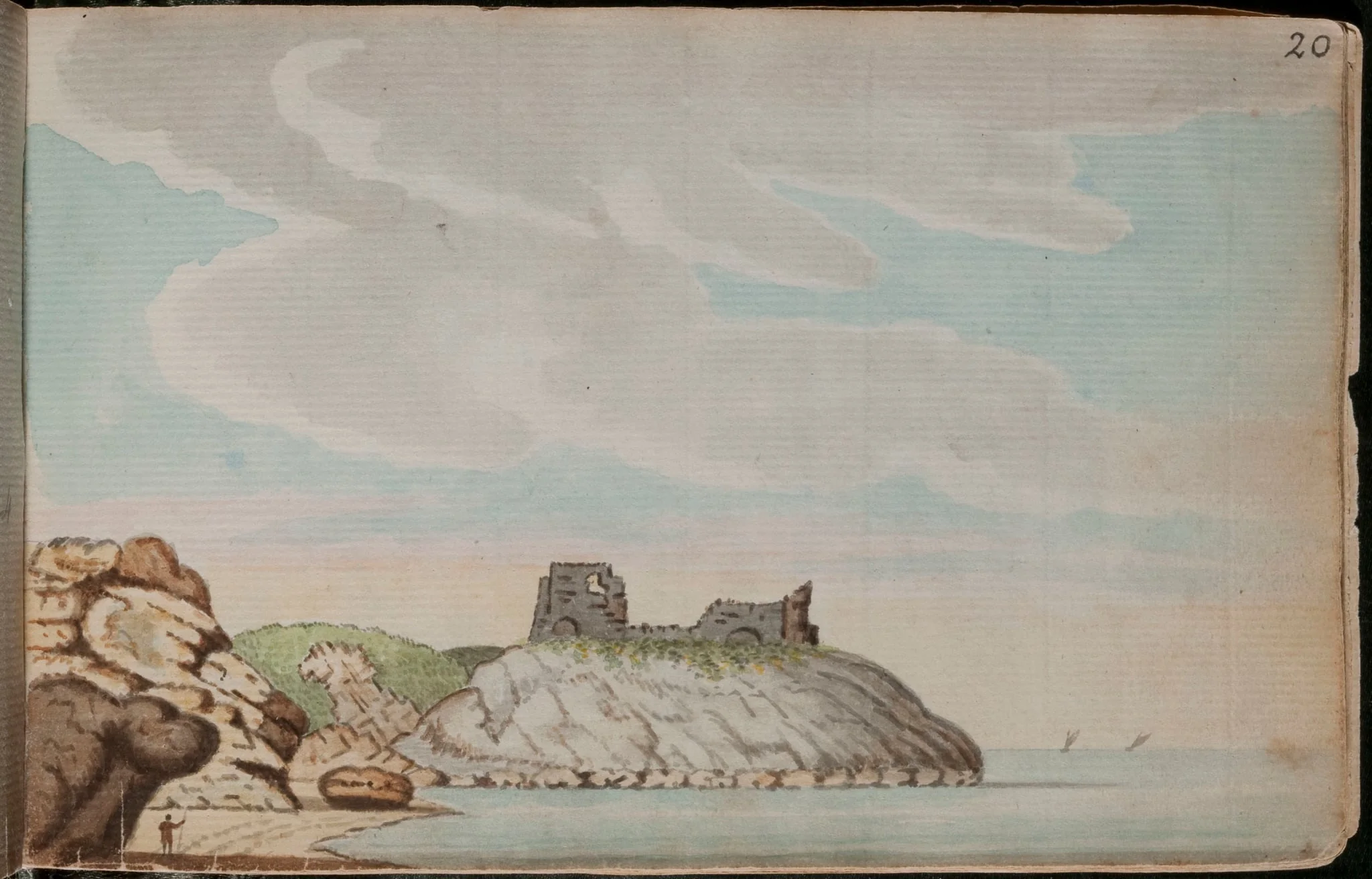 View of the Black Castle at Wiclow [sic], County of Wicklow, 24 miles from Dublin [...], by Gabriel, ca.1729-1817 Beranger, unspecified, 1790