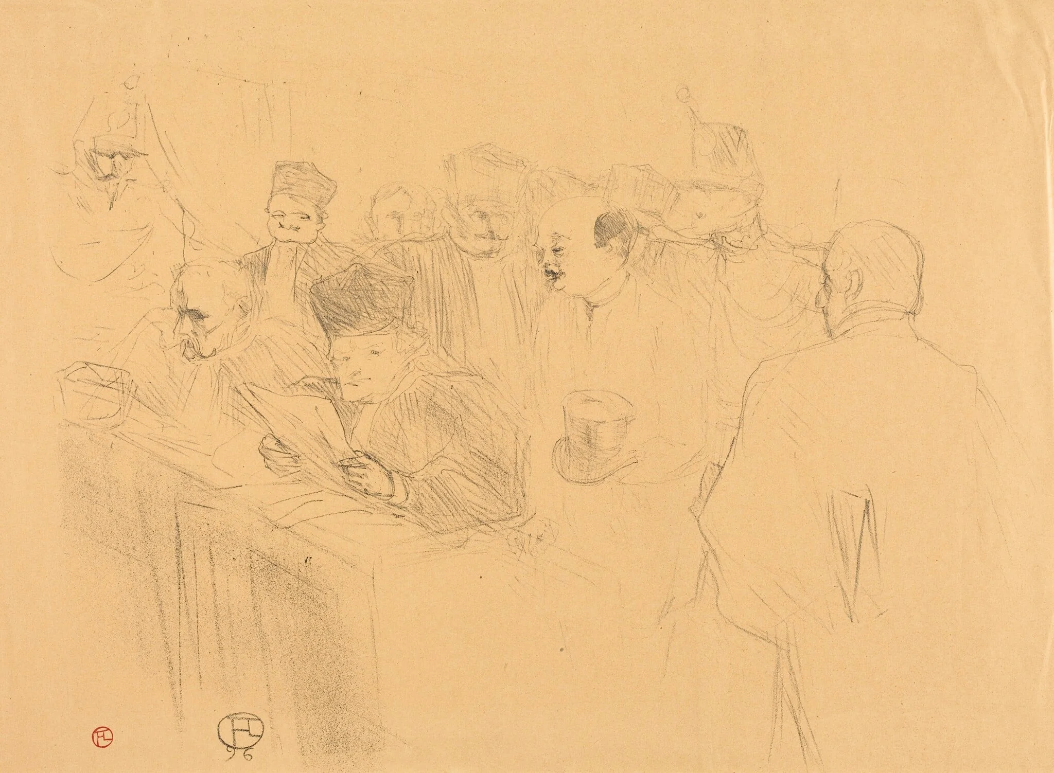 Soudais Deposition (Déposition Soudais), by Henri de Toulouse-Lautrec, ink, 1896