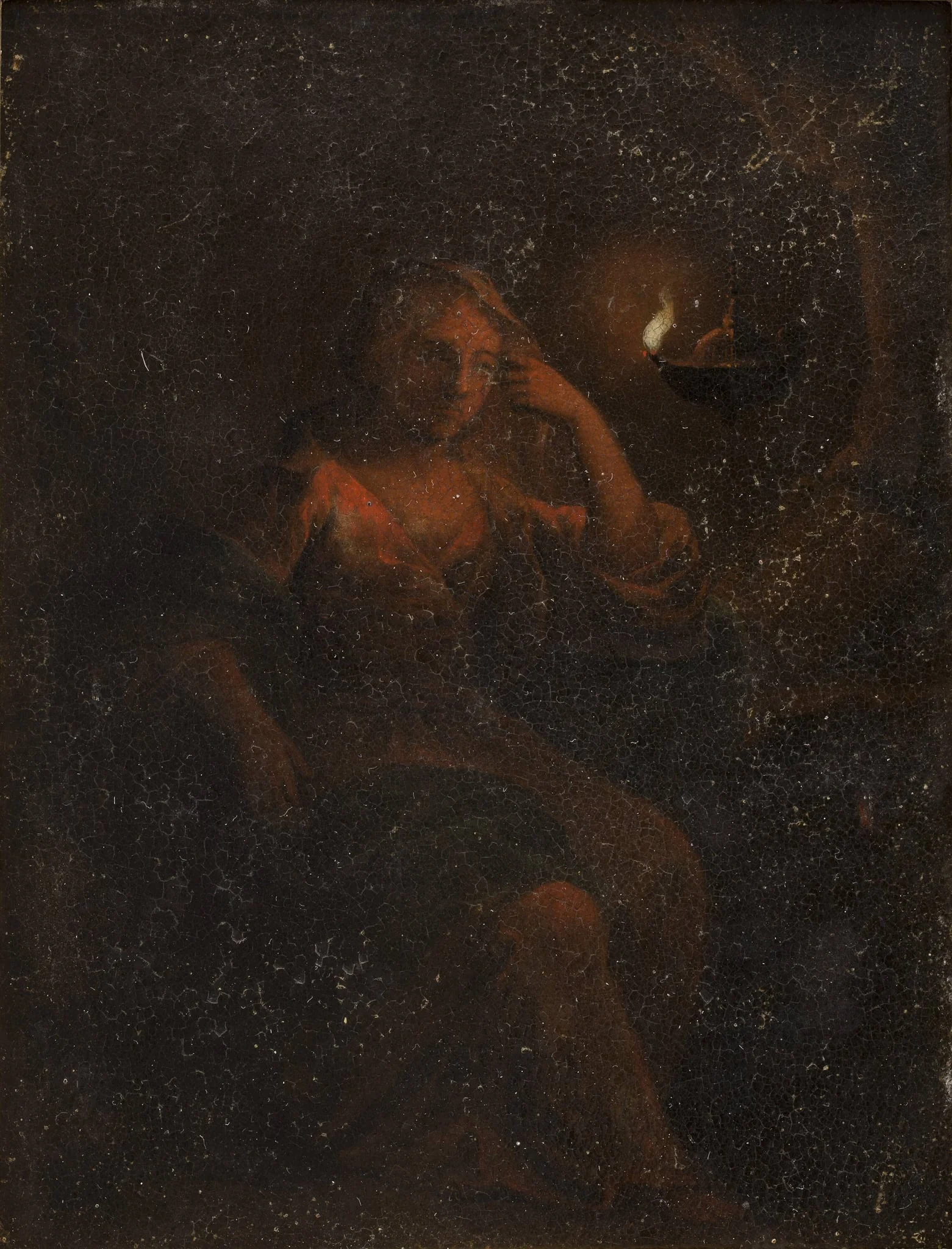 Siddende kvindefigur, by Unknown, 1750