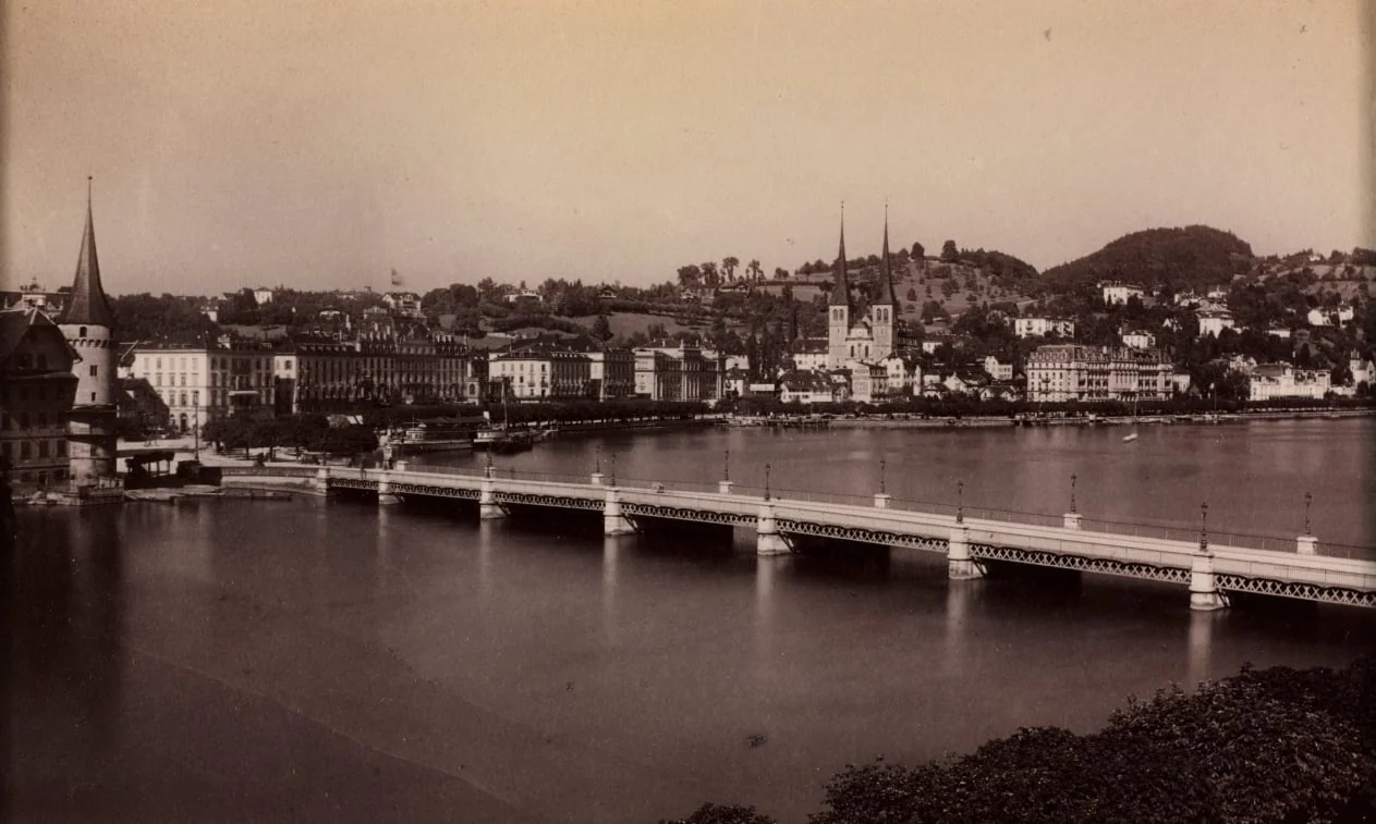 Untitled (Bridge with Town in Distance), by Unknown, 1904