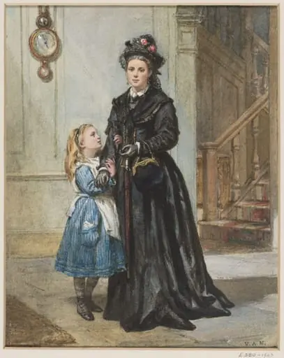 Mrs Morgan, wife of the artist, and their daughter Jessie