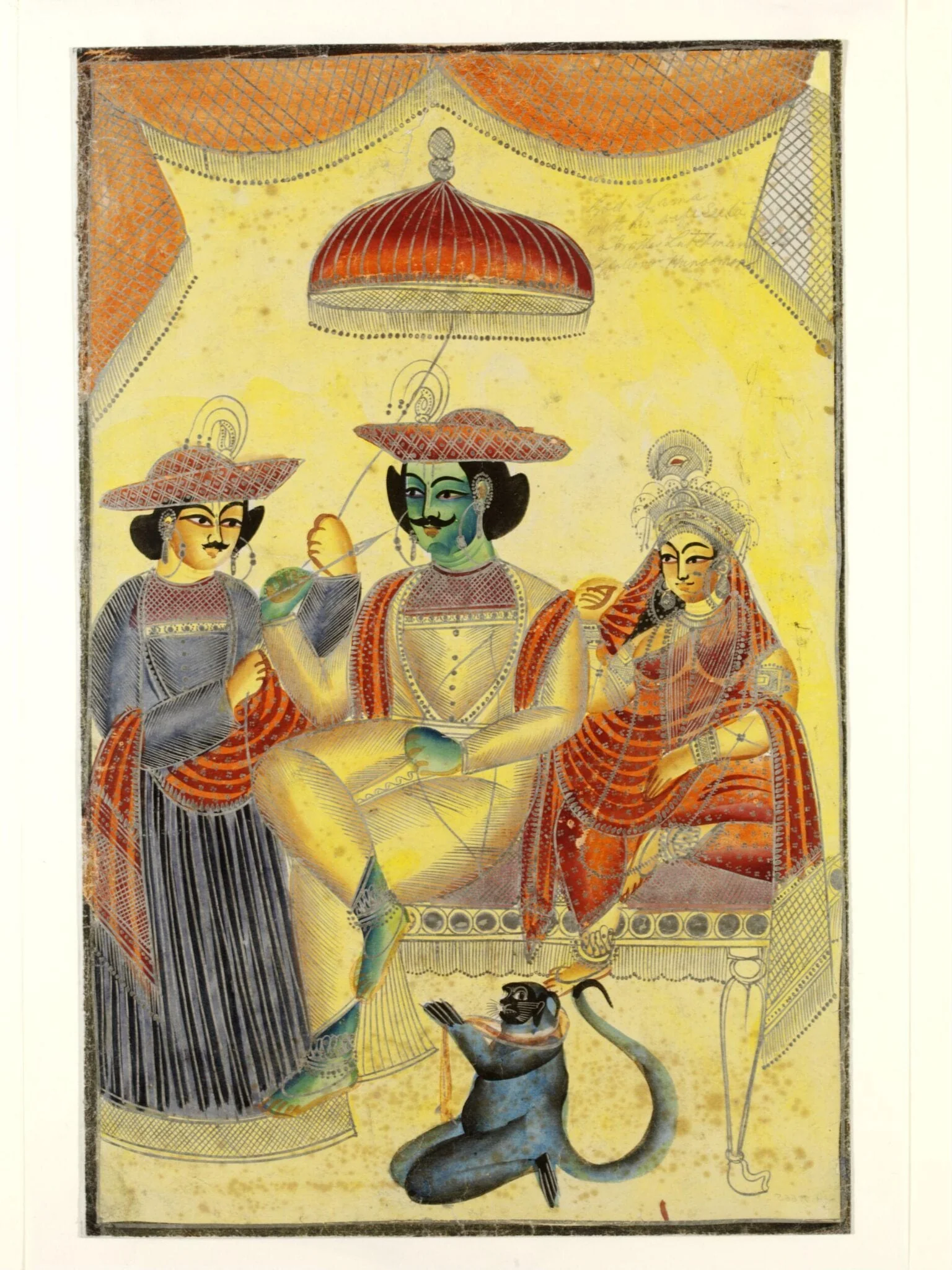 Rama, Sita, Lakshmana and Hanuman, by Unknown, paint, 1860
