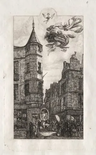 Etchings of Paris:  Tourelle, rue de l'Ecole de Médicine