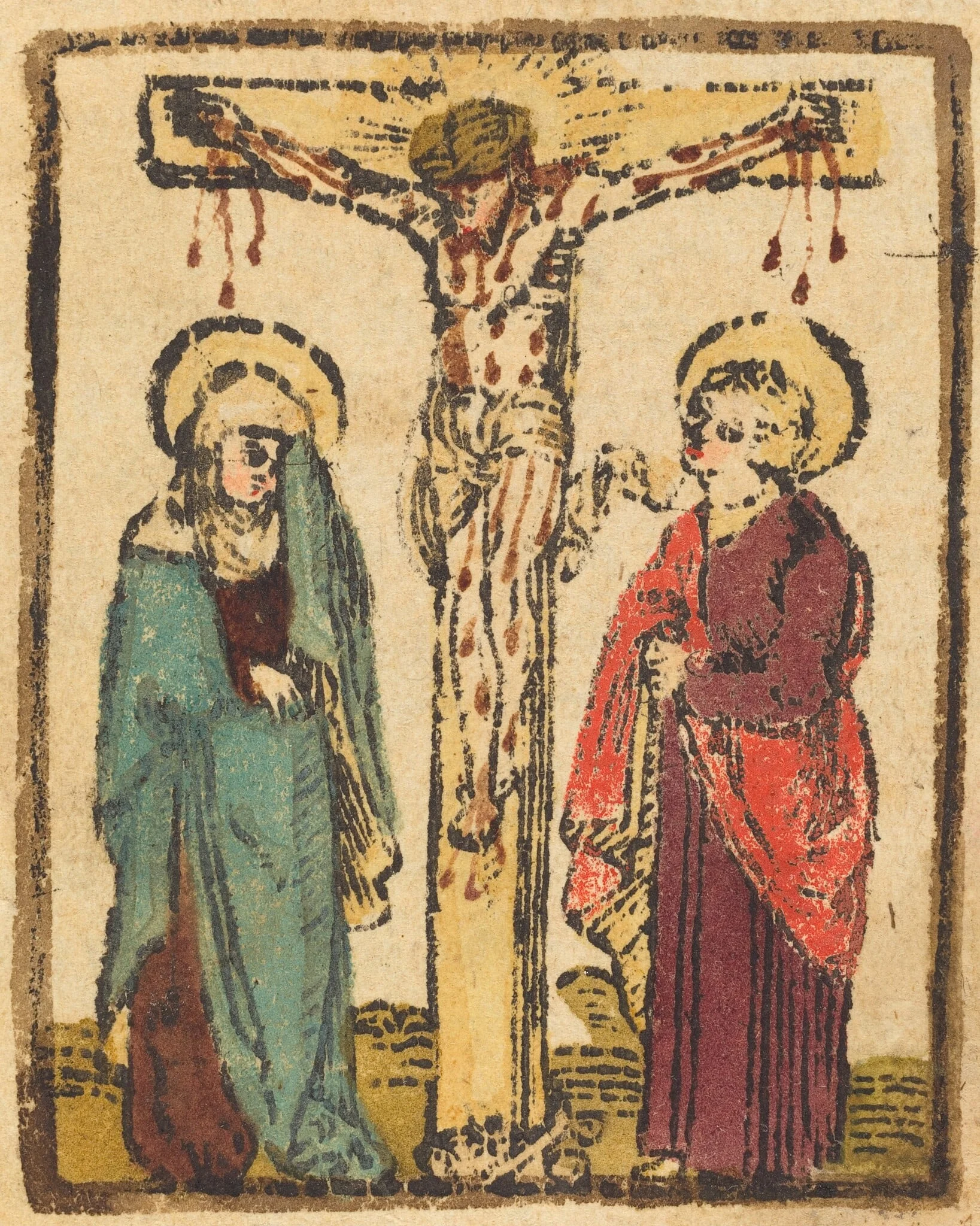 Christ on the Cross, by German 15th Century, ink, 1495
