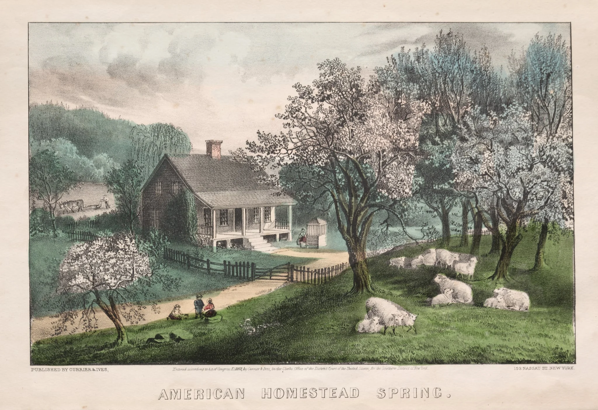 American Homestead, Spring, by James Merritt Ives, 1869