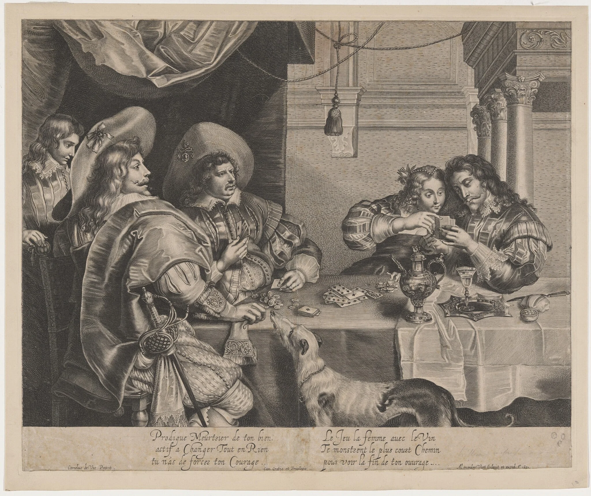 The Card Players, by Alexander Voet I, ink, 1632