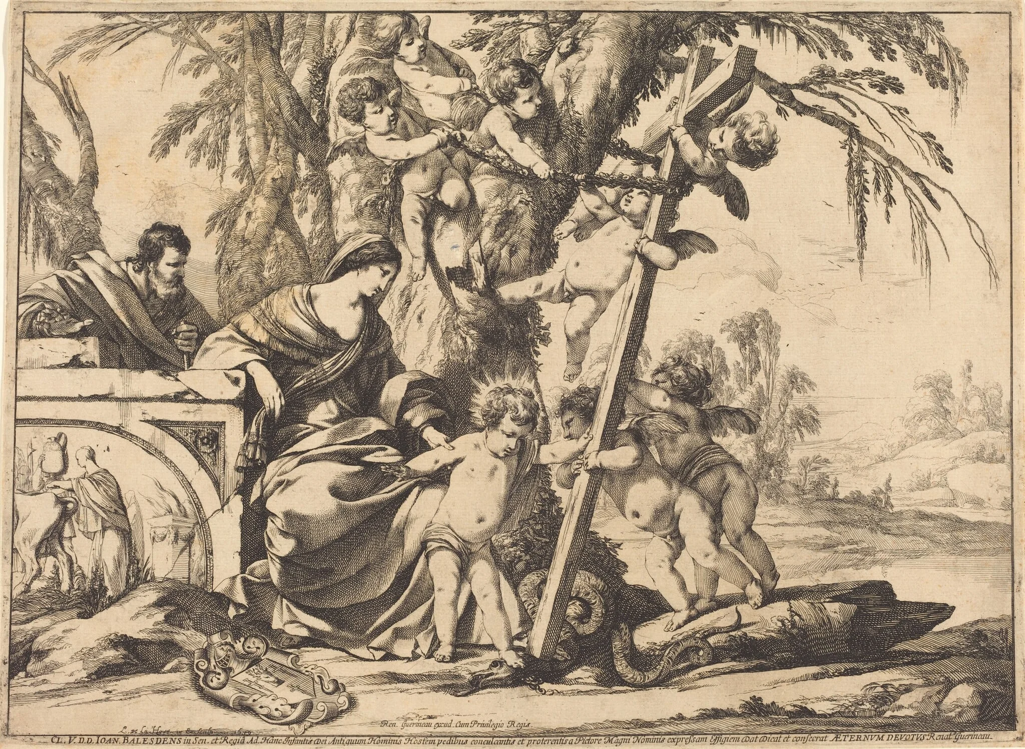 Holy Family with Angels and the Cross, Crushing a Serpent