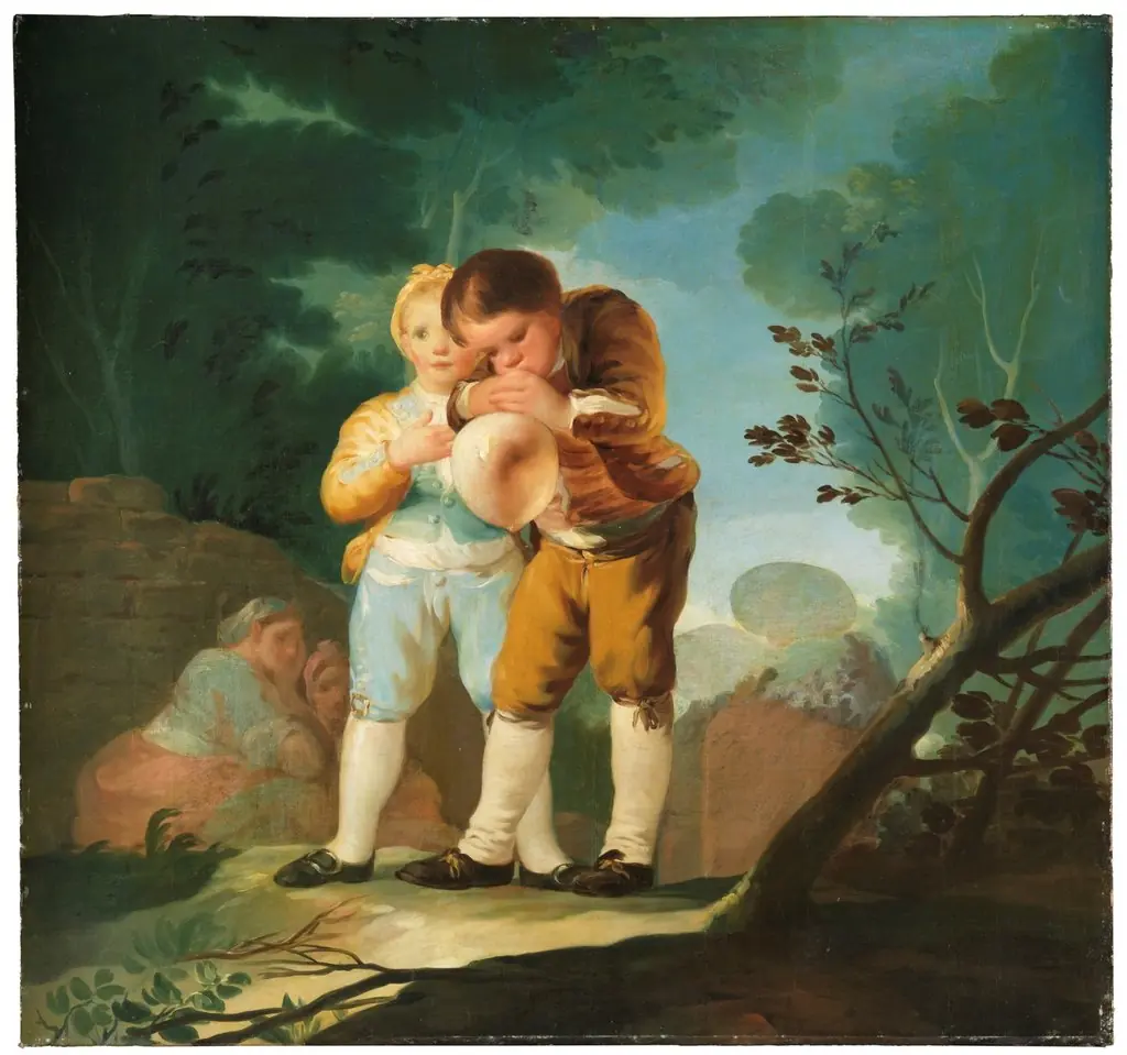 children inflating a bladder