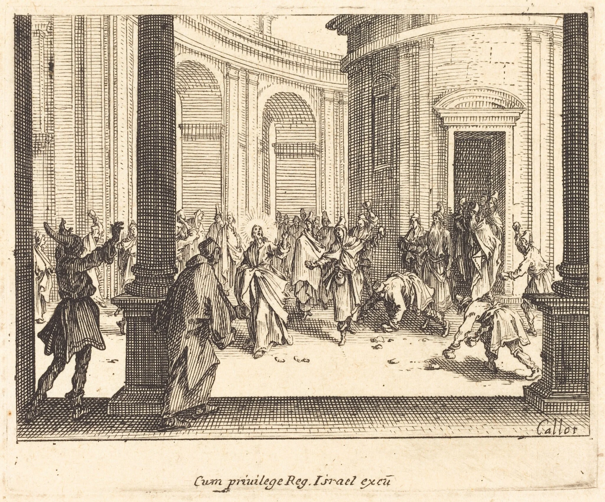 Stoning of Jesus, by Jacques Callot, ink, 1635
