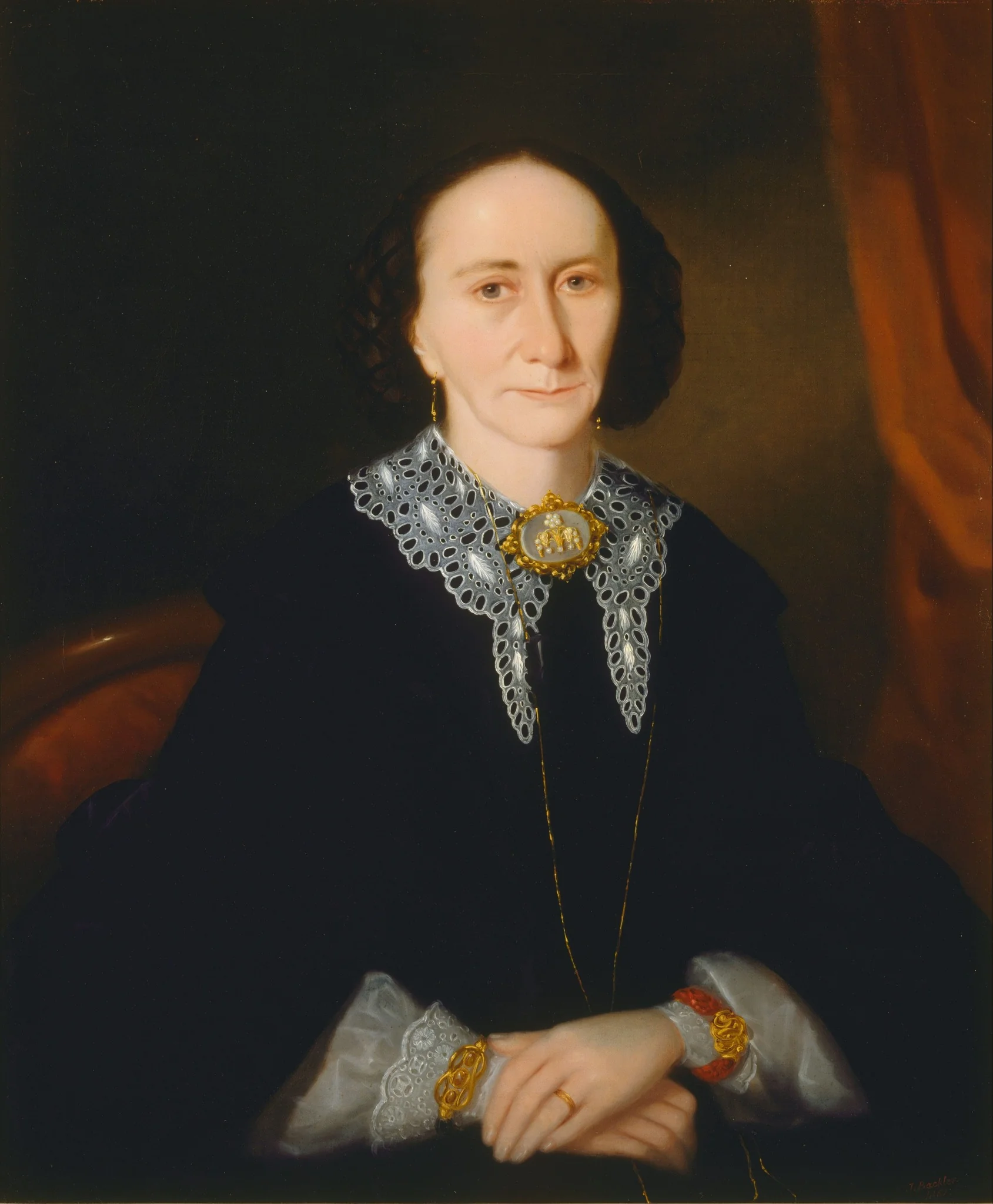 Portrait of a woman (Elizabeth Collins), by Joseph Backler, oil, 1861