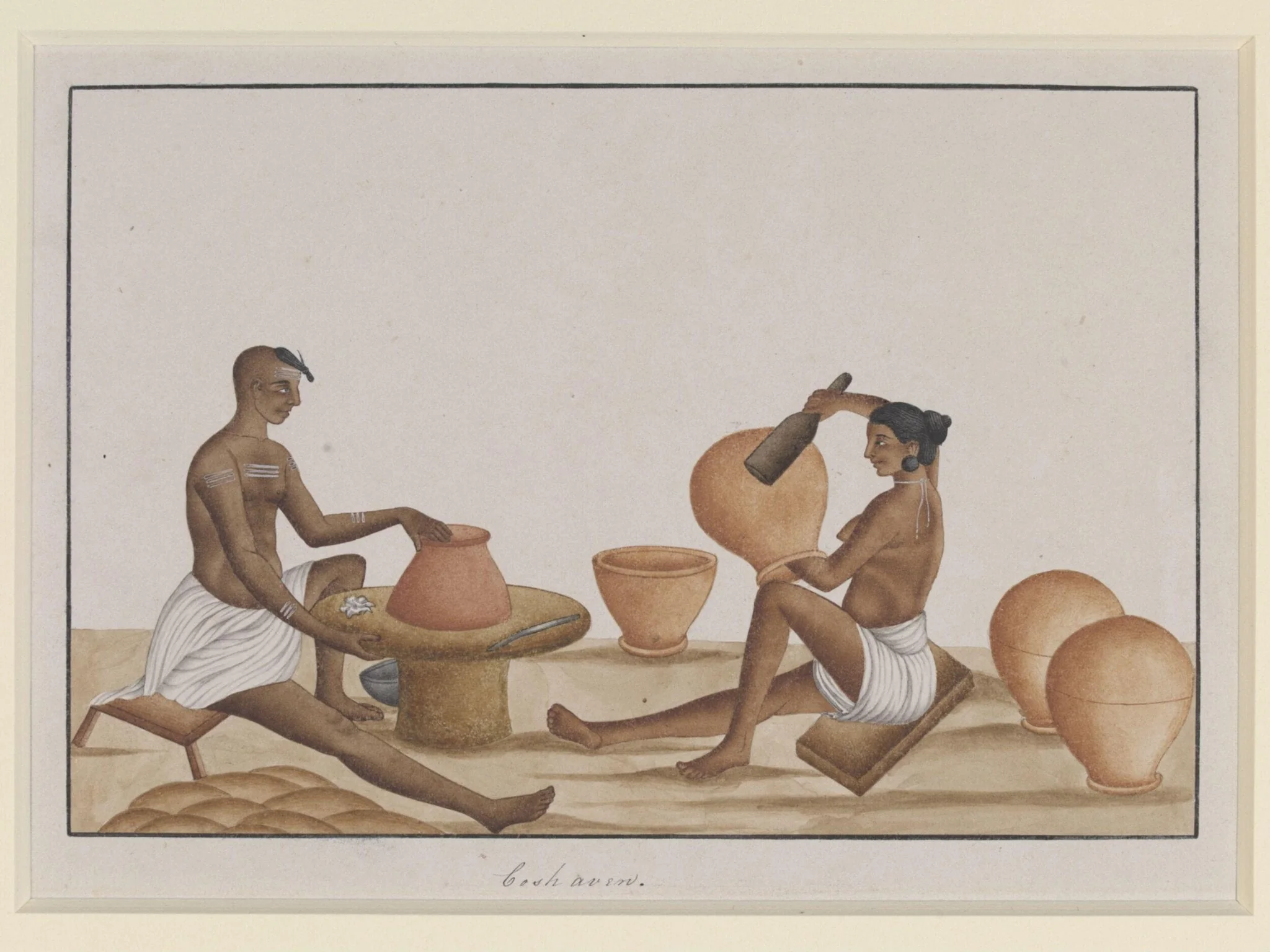 A potter and his wife, by Unknown, paint, 1830