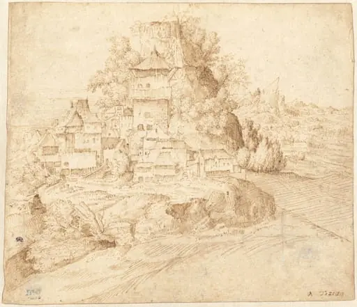 A Village Nestled at the Foot of a Hill (recto)
