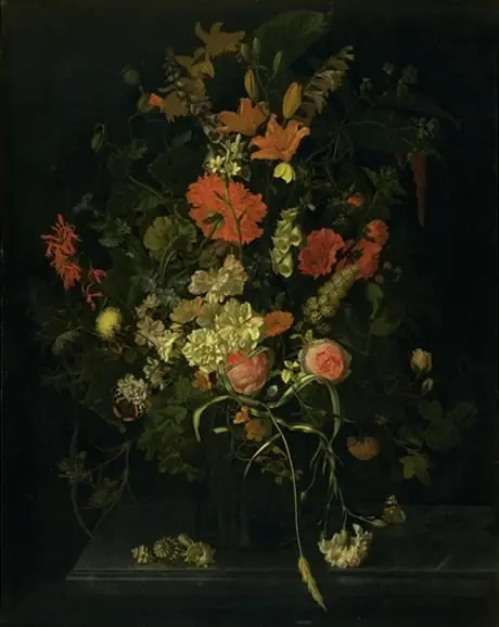 Bouquet of Flowers in a Glass Vase