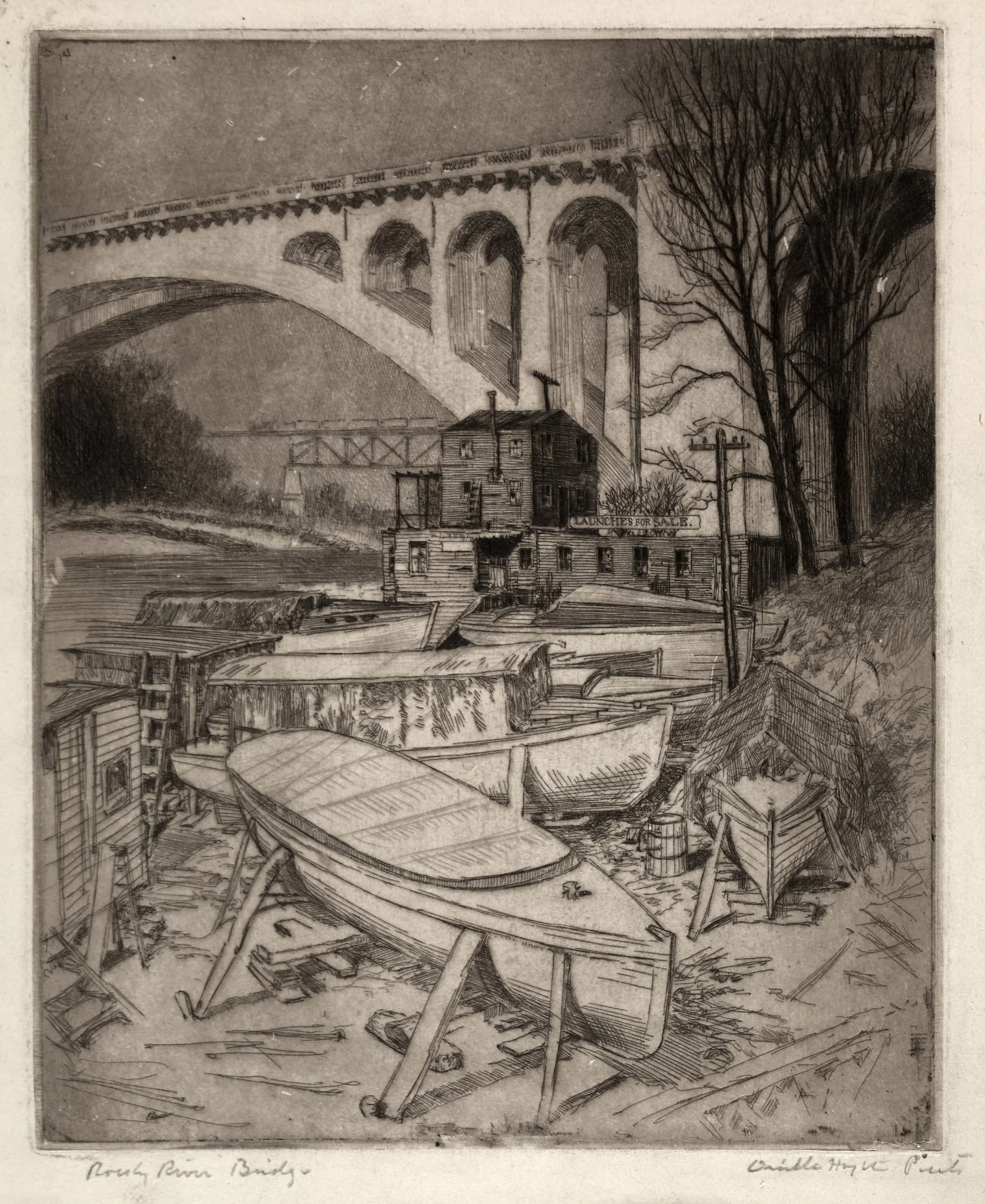 Rocky River Bridge, by Orville Houghton Peets, 1934