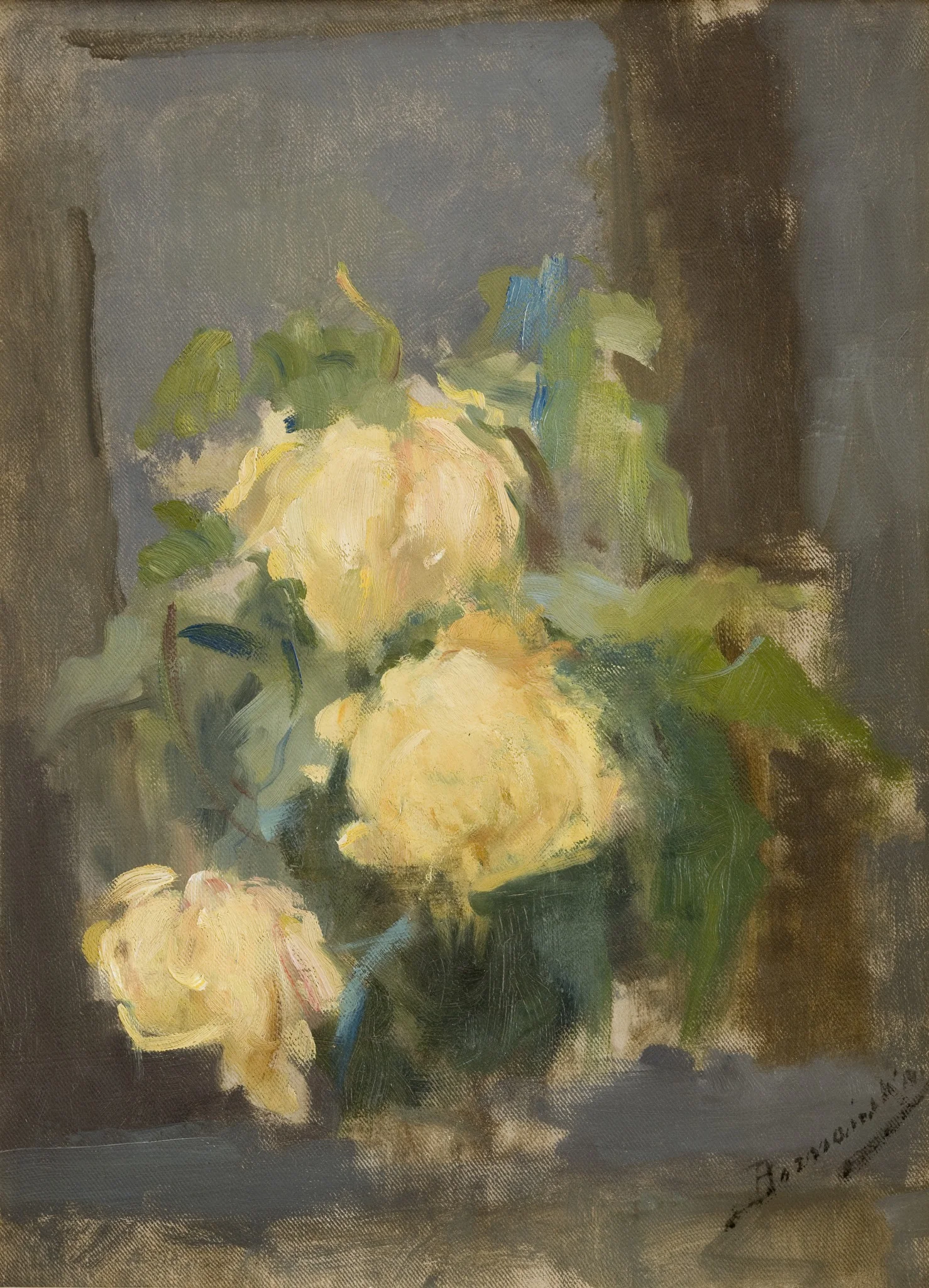 Golden Roses, by Olga Boznańska, oil, 1898