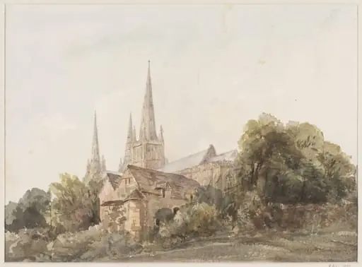 Dr Gooden's House and south view of Lichfield Cathedral