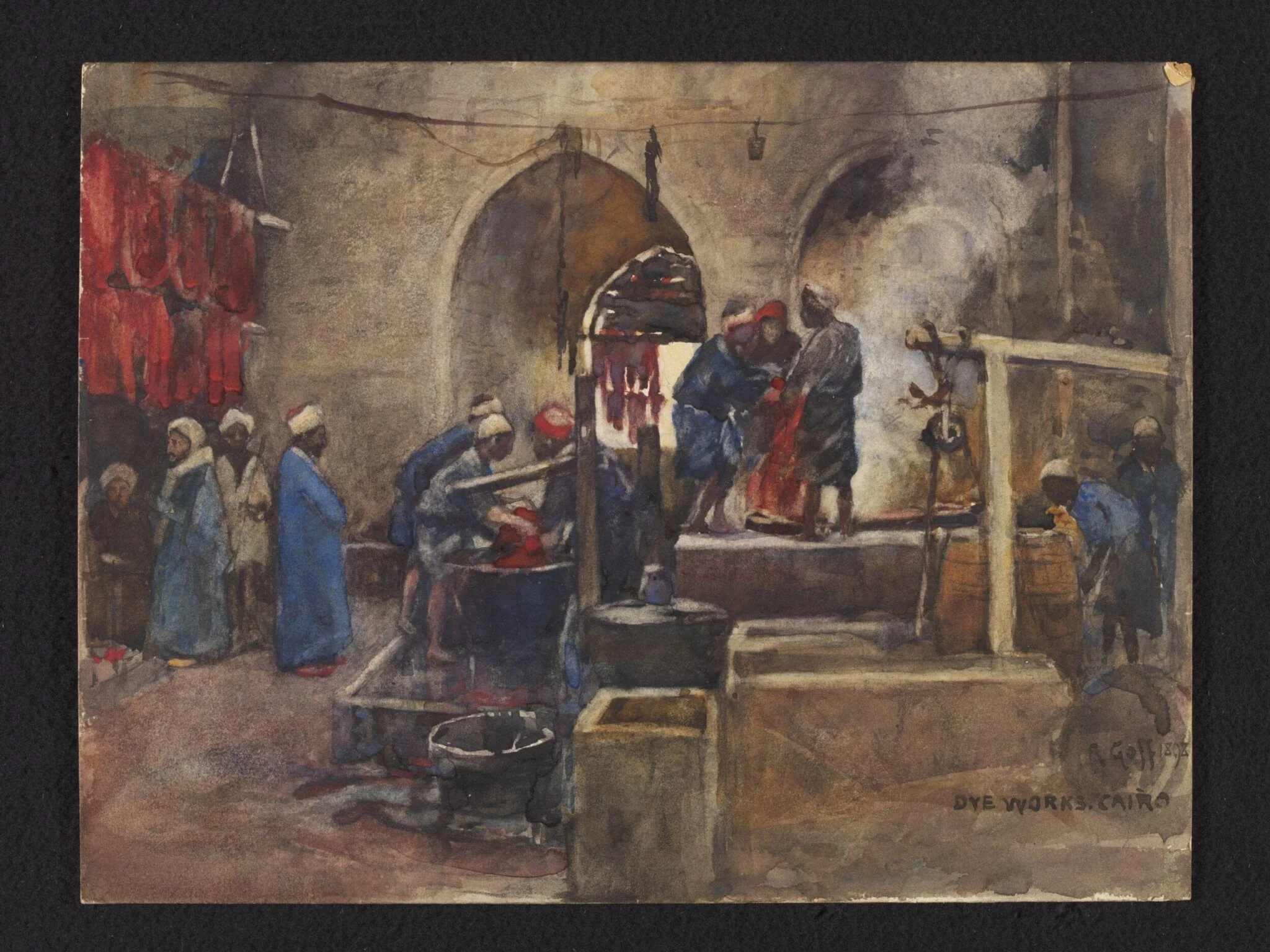 Dye works. Cairo, by Robert Charles, Goff, watercolor, 1898