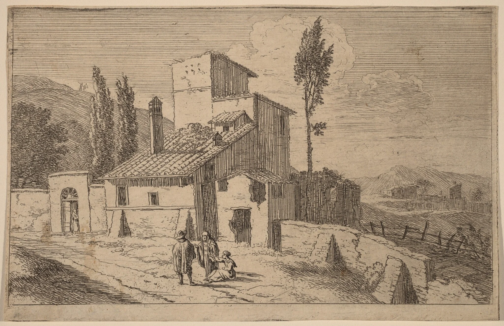 View of a Convent, by Herman van Swanevelt, ink, 1628