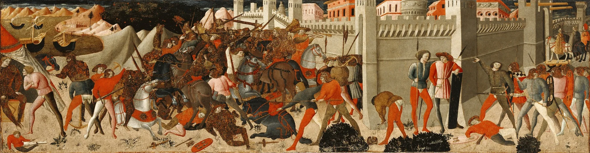 Battle Before a Walled City, by Unknown, unspecified, 1450
