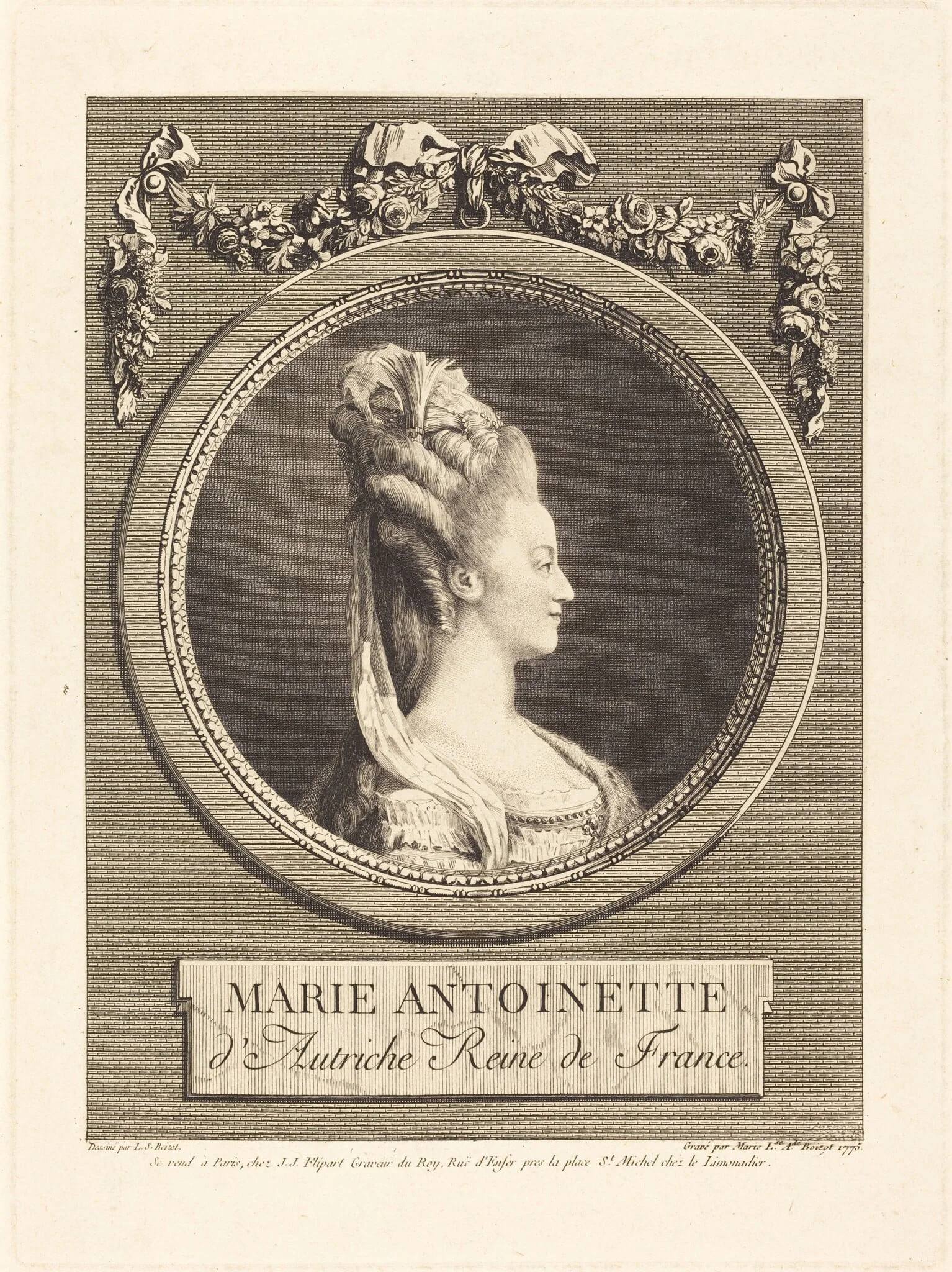 Marie-Antoinette, by Marie Louise Adelaide Boizot, ink, 1775