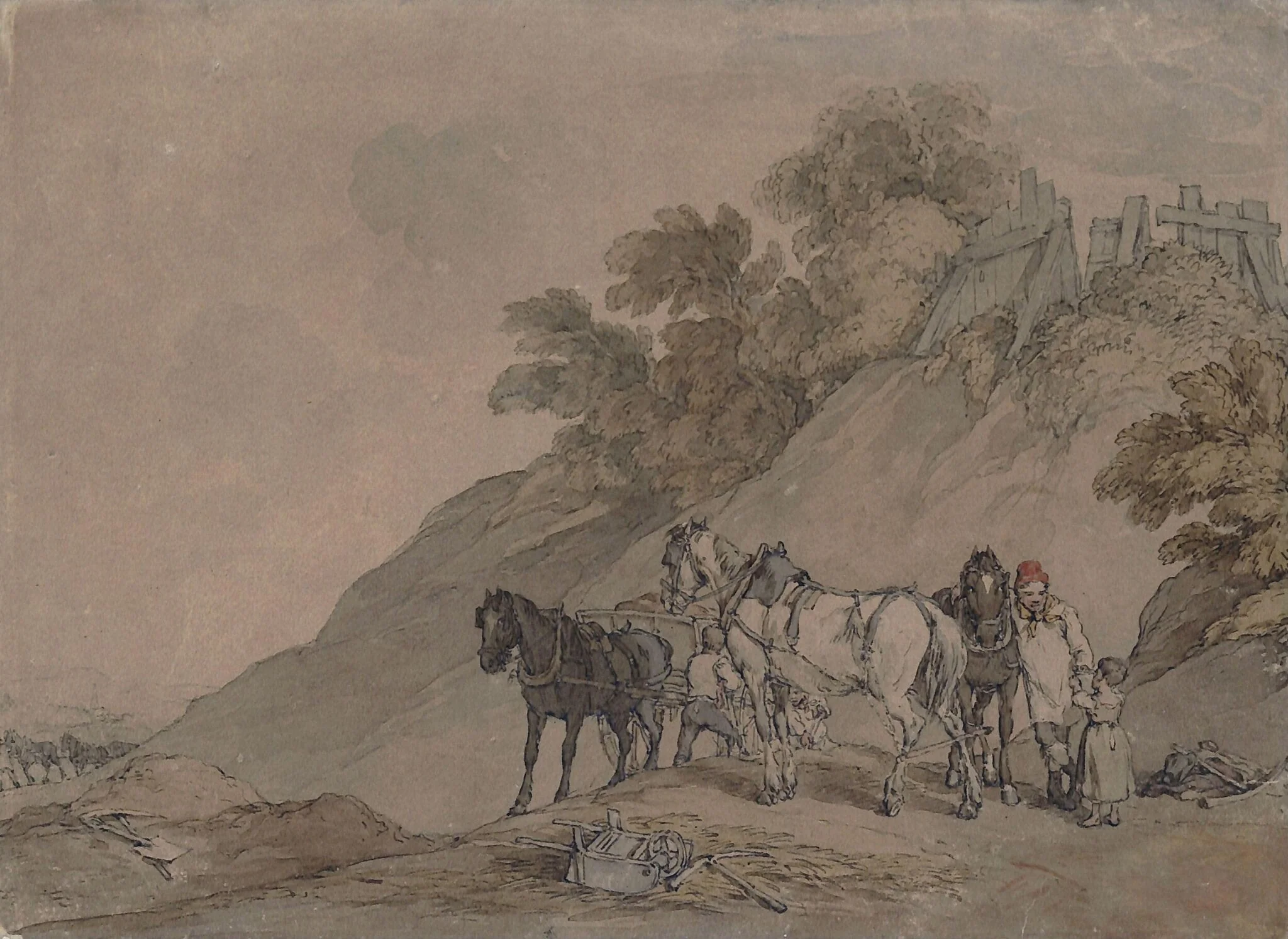 Cart and Team at a Gravel Pit