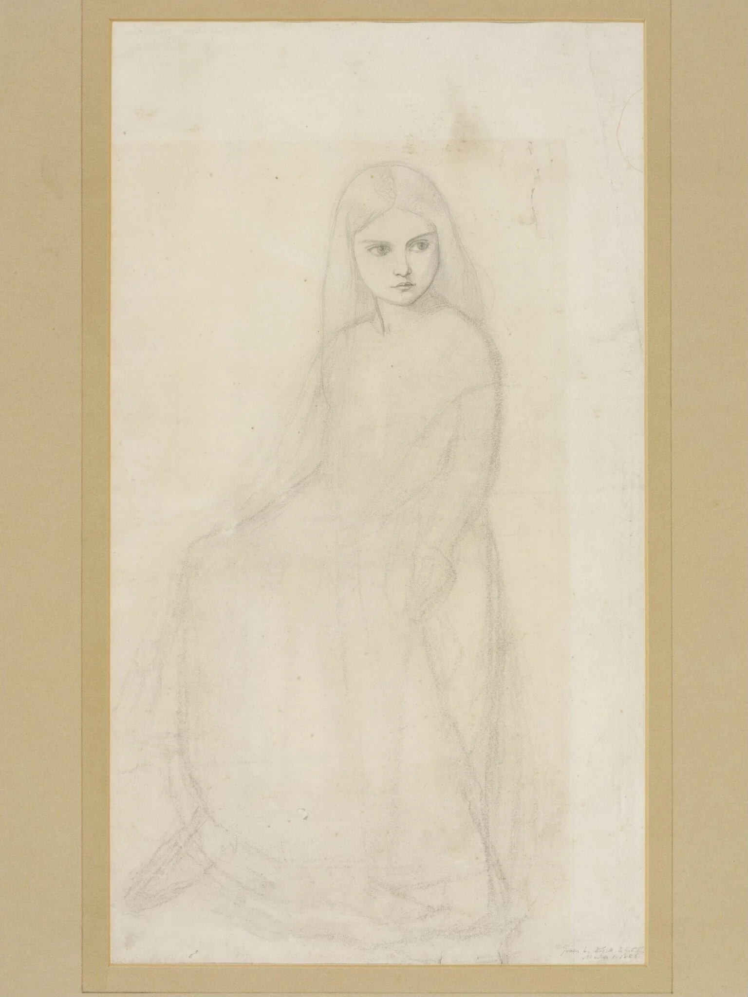 Drawing of a dancing girl: study for 'The Borgia Family', a watercolour at Tullie House Museum, Carlisle, by Dante Gabriel Rossetti, 1850
