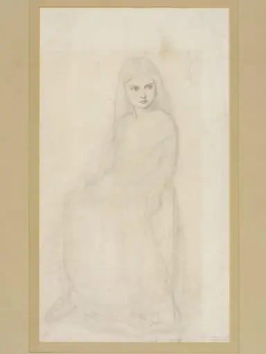Drawing of a dancing girl: study for 'The Borgia Family', a watercolour at Tullie House Museum, Carlisle