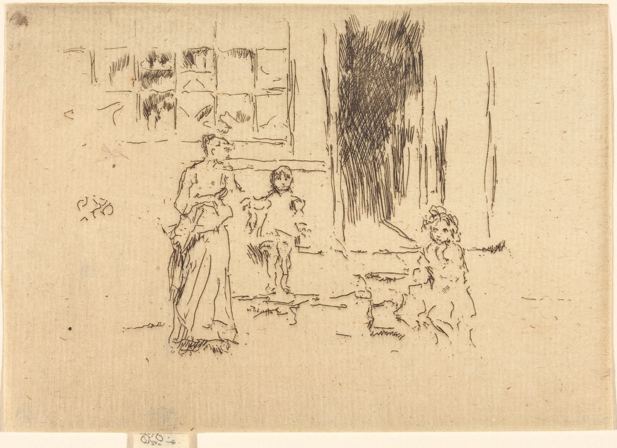 Petticoat Lane, by James McNeill Whistler, ink, 1887