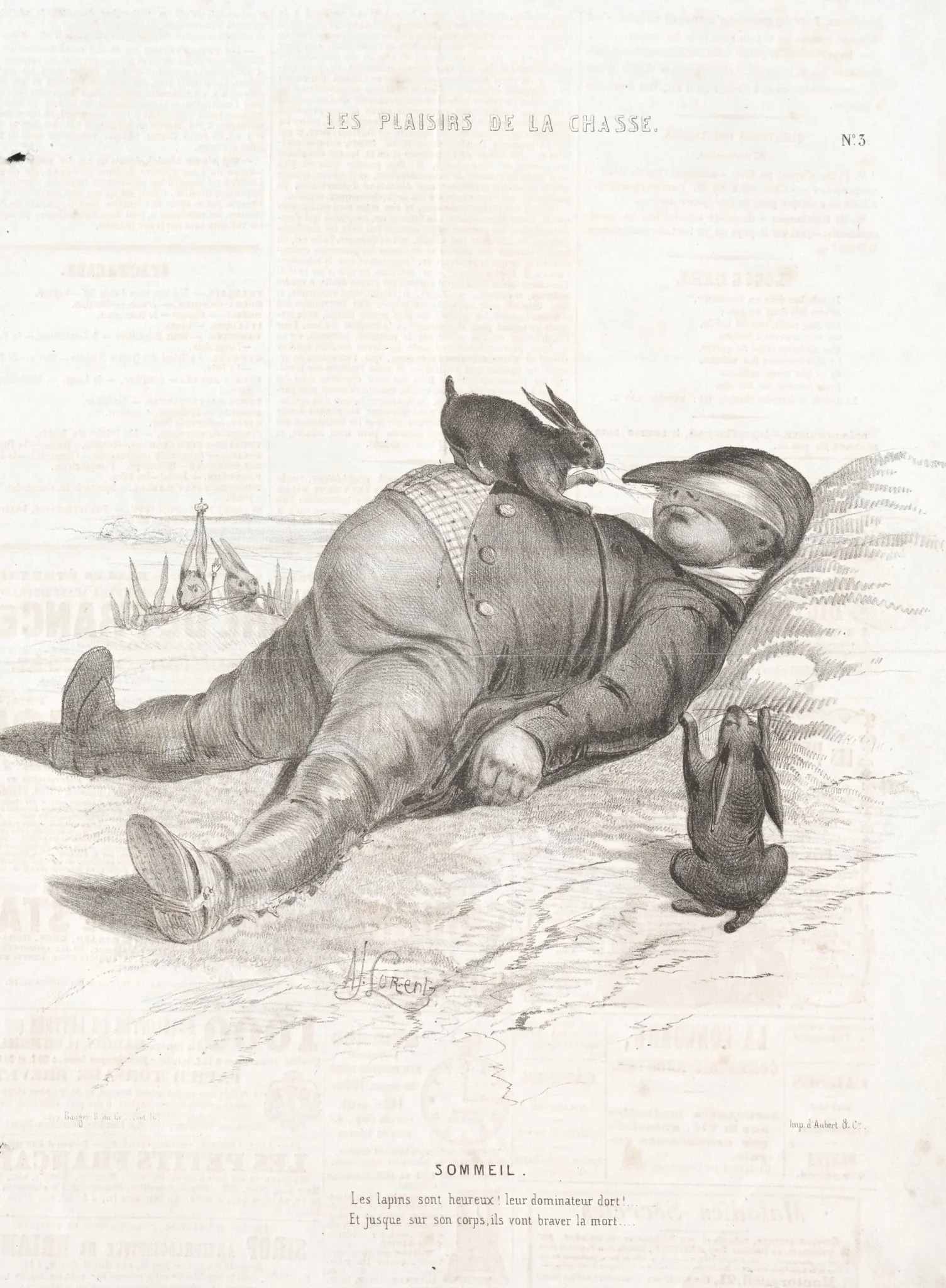 Les Plaisirs de la chasse:  Sommeil, by Alade Joseph Lorentz, 1842