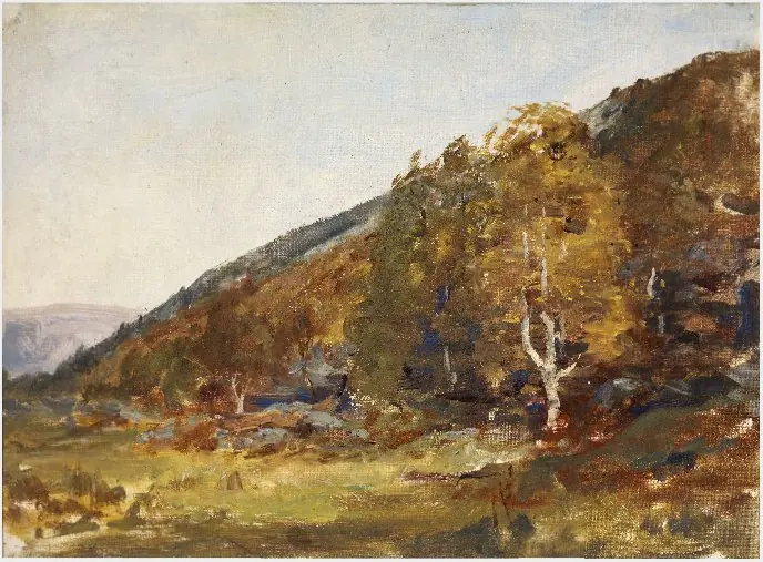 A Hillside and a Distant Mountain