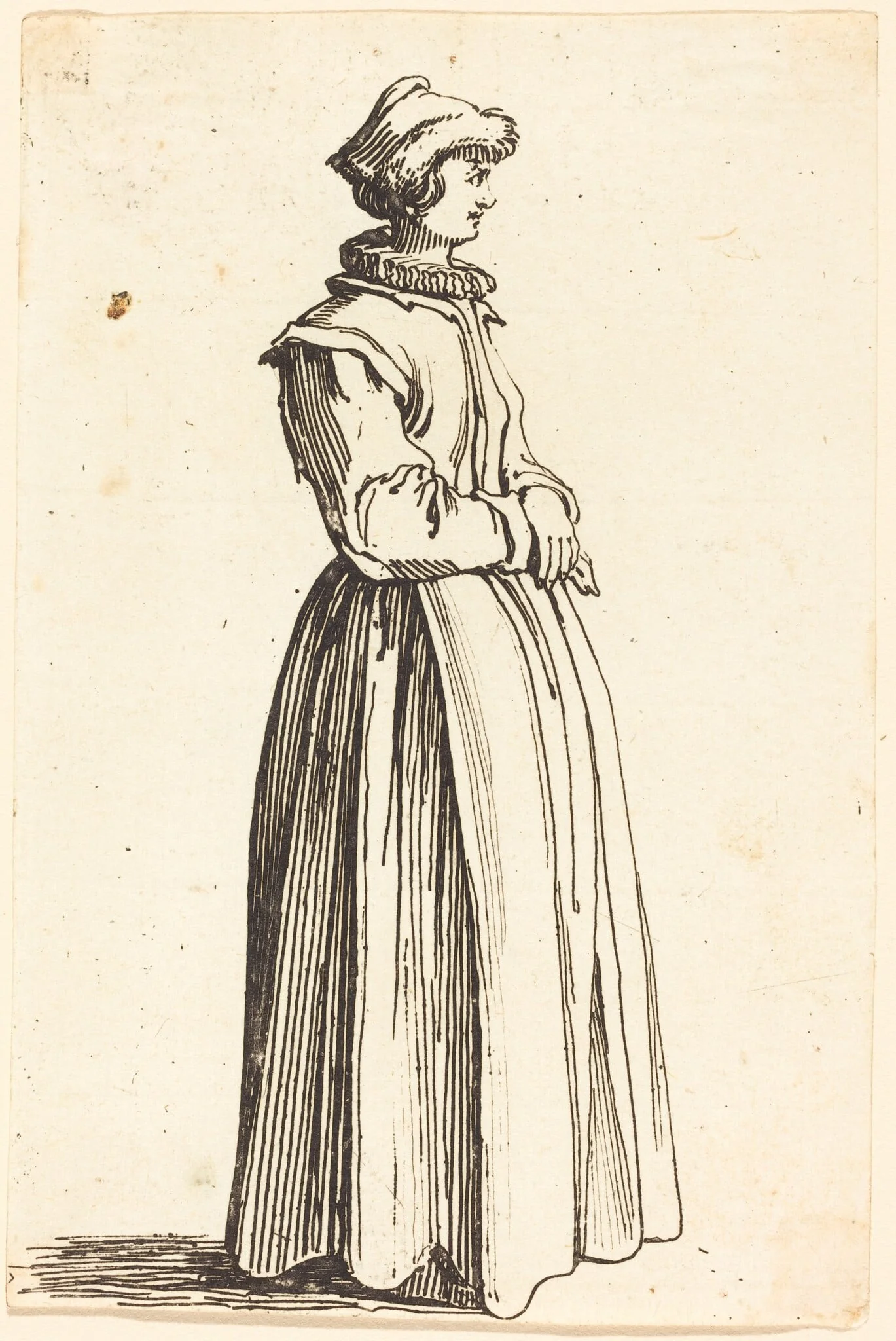 Young Woman, in Profile, Facing Right, by Israel Henriet, ink, 1646