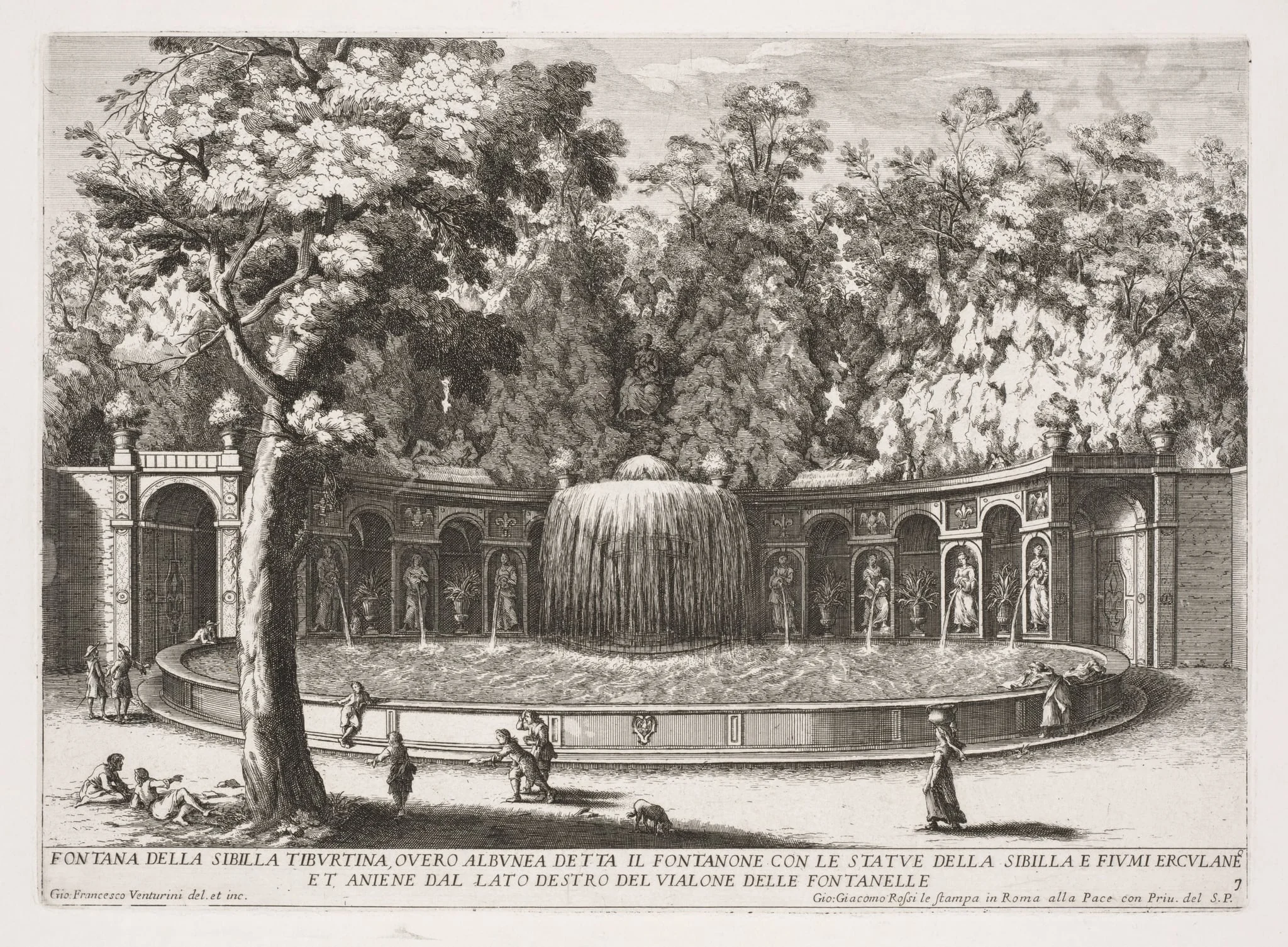 The Fountains of Rome (Le fontane di Roma), Book IV, plate 7: Fountain of the Tiburtine Sibyl (Fontana della Sibilla Tiburtina), by Giovanni Francesco Venturini, 1688