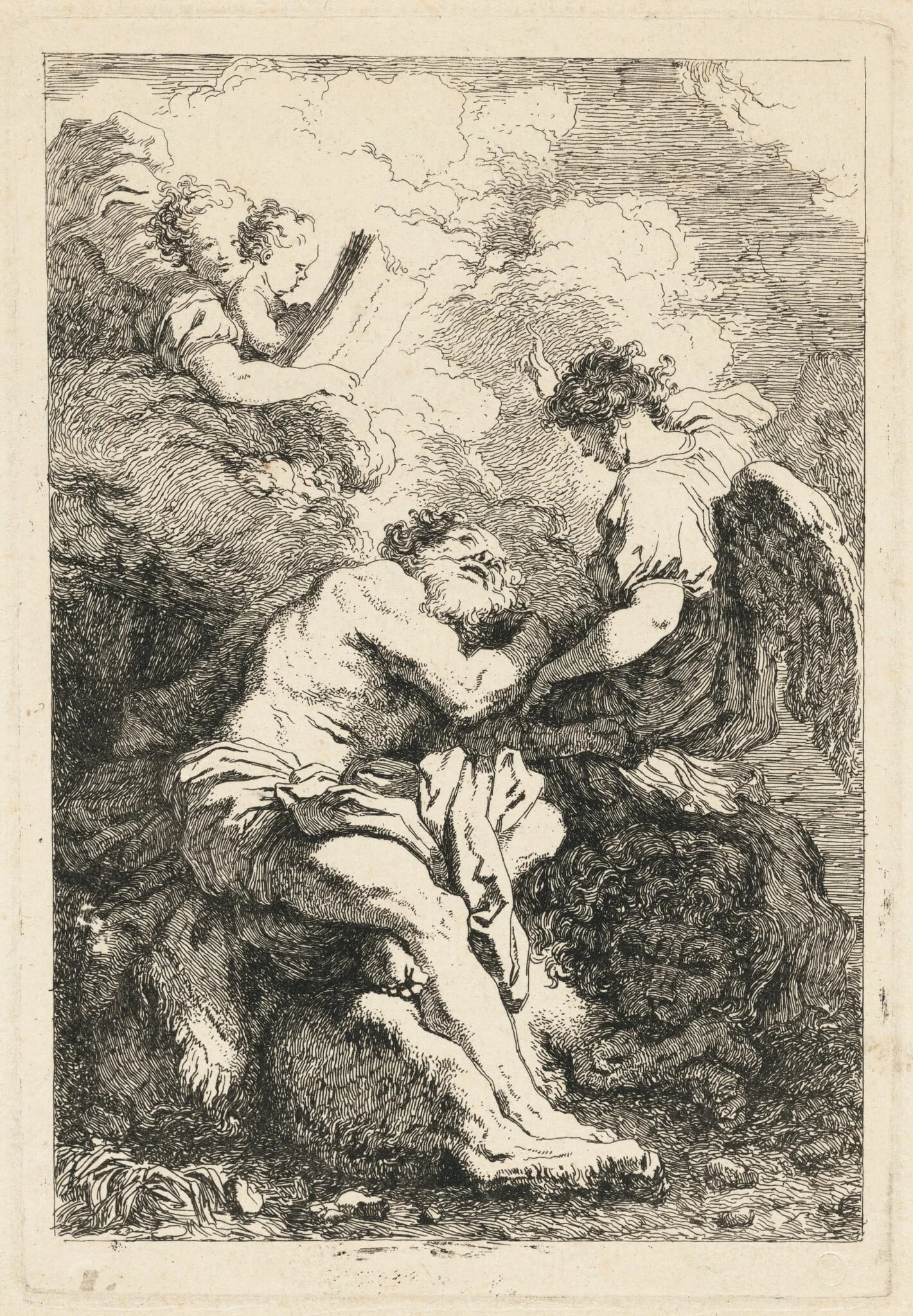 The Vision of Saint Jerome, by Jean Honoré Fragonard, ink, 1764