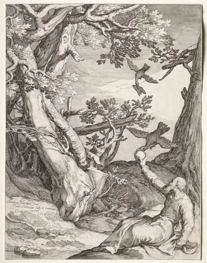 Elijah in the Wilderness Fed by Ravens