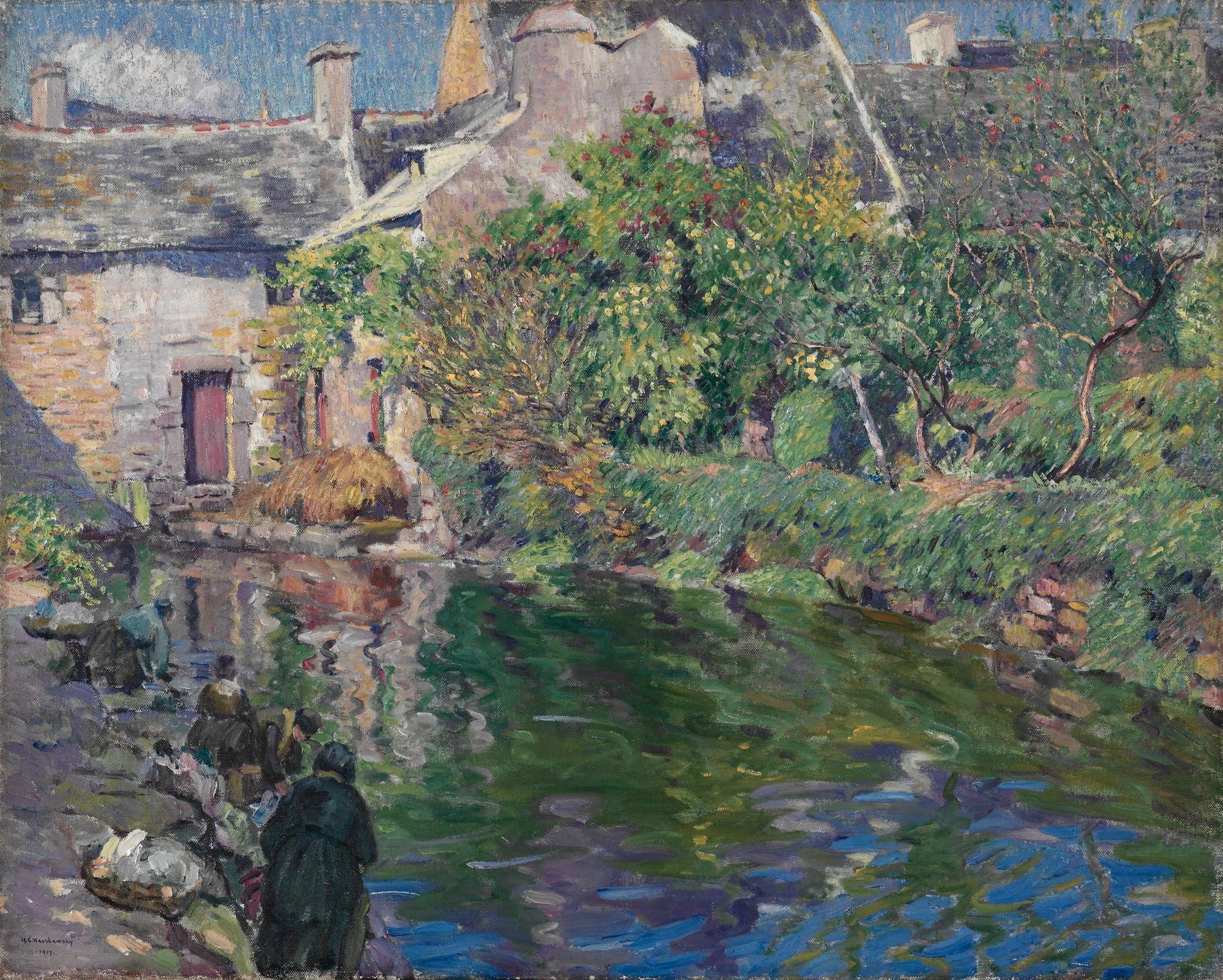Washerwomen at Goyen, by Abel George Warshawsky, unspecified, 1917