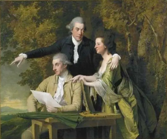 Portrait of Rev D'Ewes Coke, his wife Hannah and Daniel Parker Coke