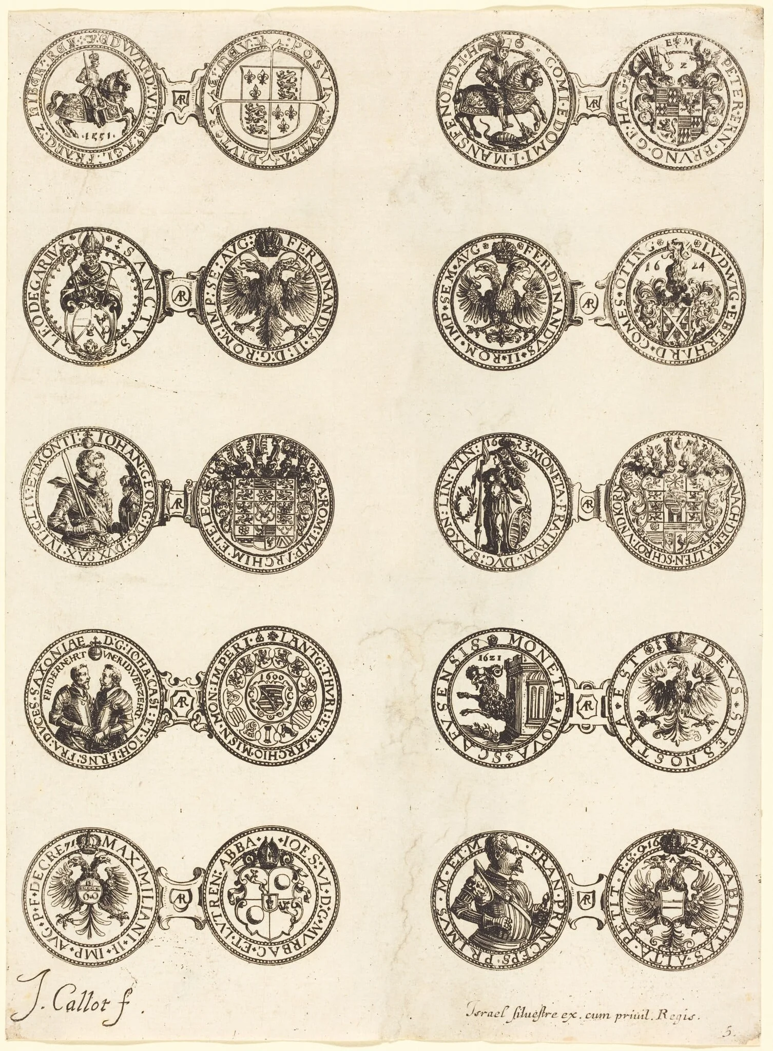 Coins [plate 5], by Jacques Callot, ink, 1630